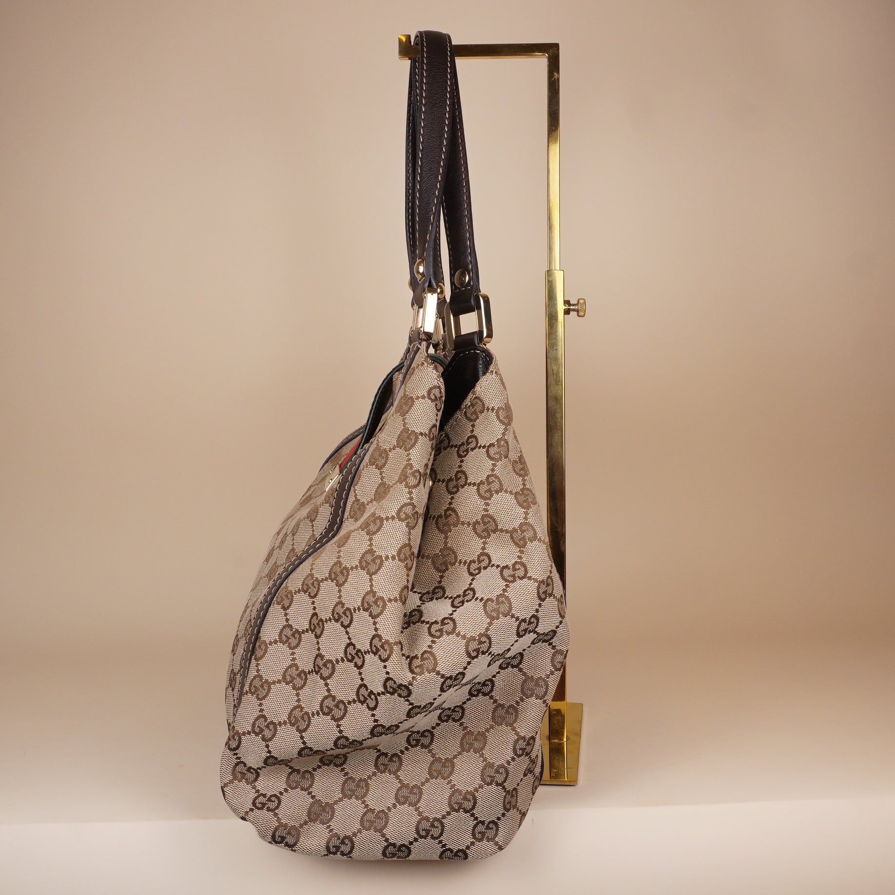 PRE-OWNED GG Monogram New Ladies Web Medium Tote