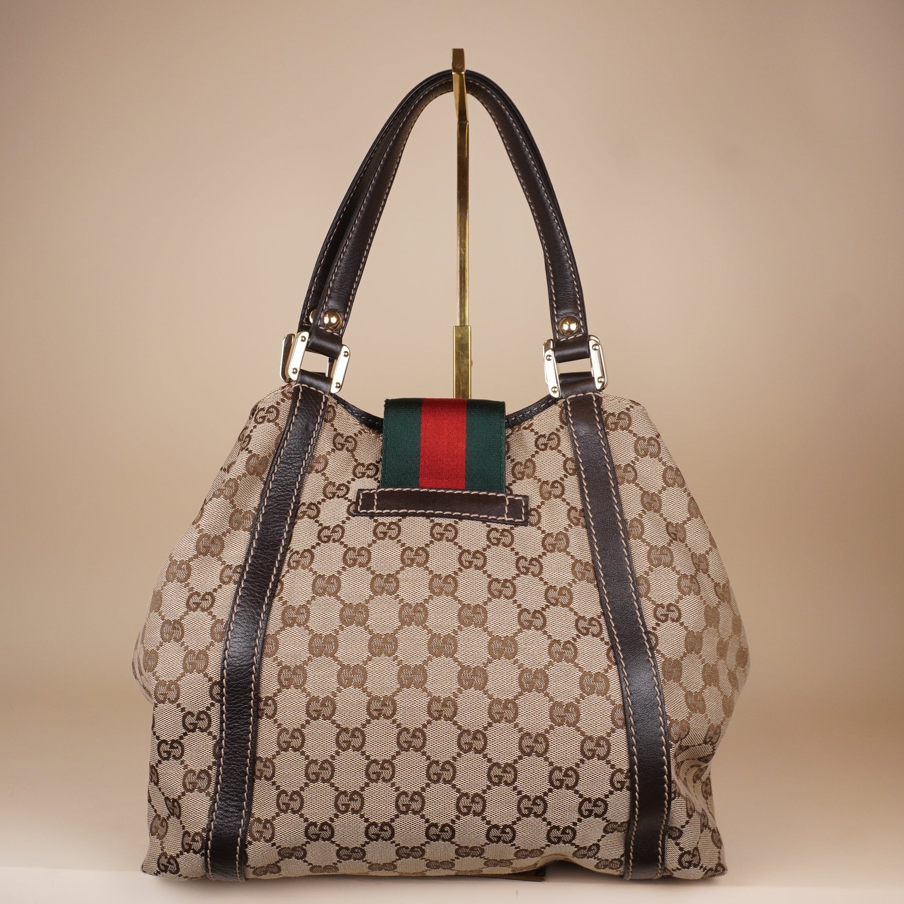 PRE-OWNED GG Monogram New Ladies Web Medium Tote
