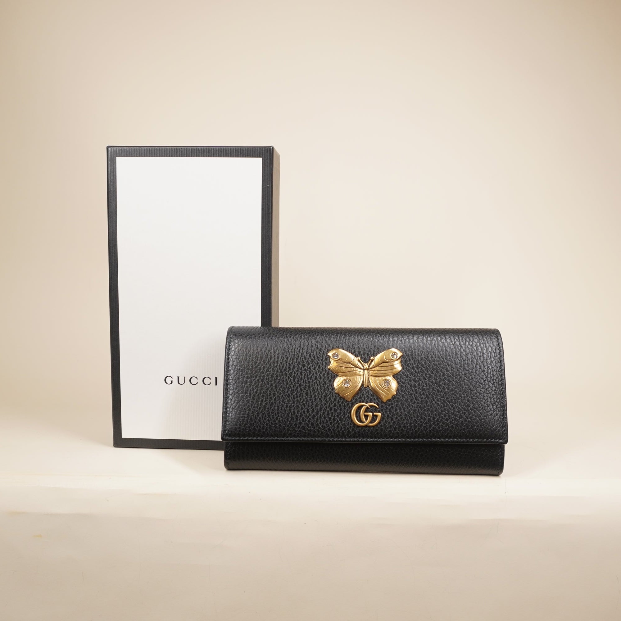PRE-OWNED Calfskin Garden Continental Wallet Black
