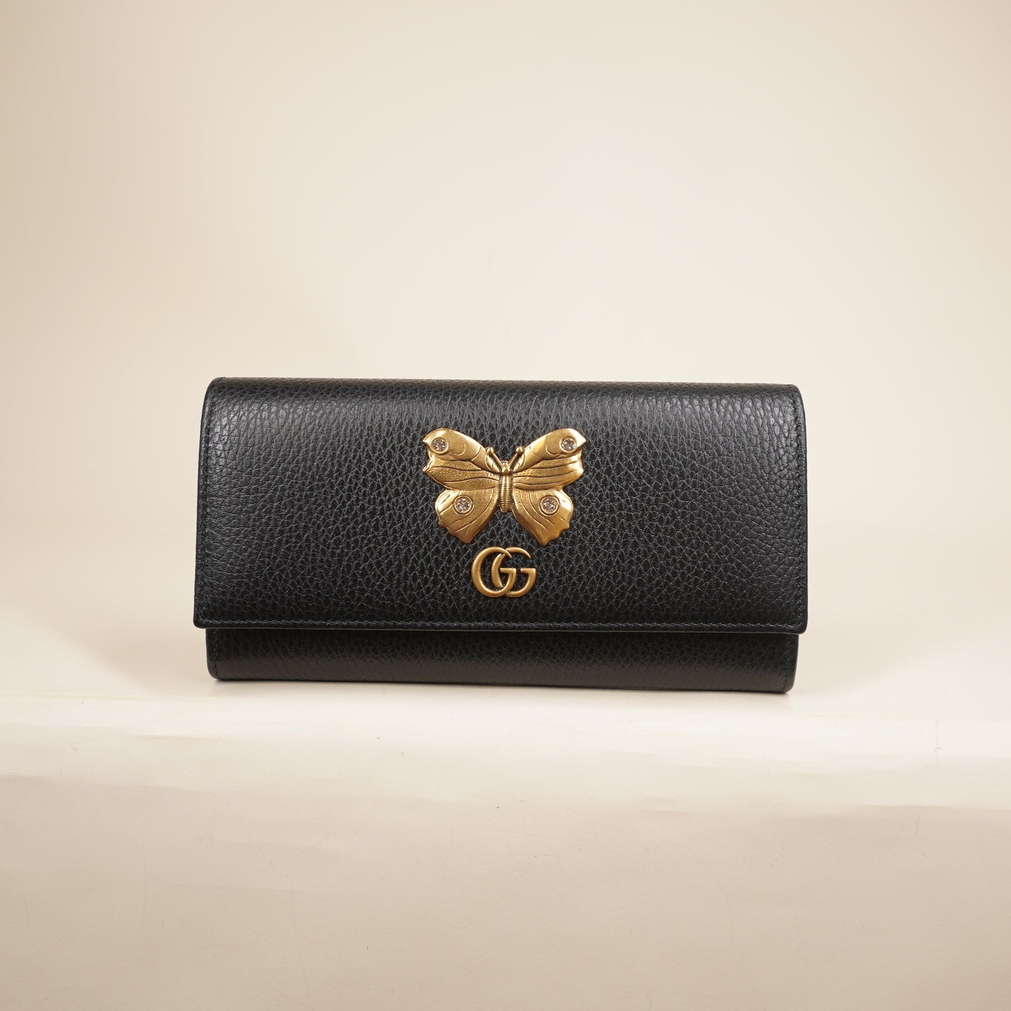 PRE-OWNED Calfskin Garden Continental Wallet Black