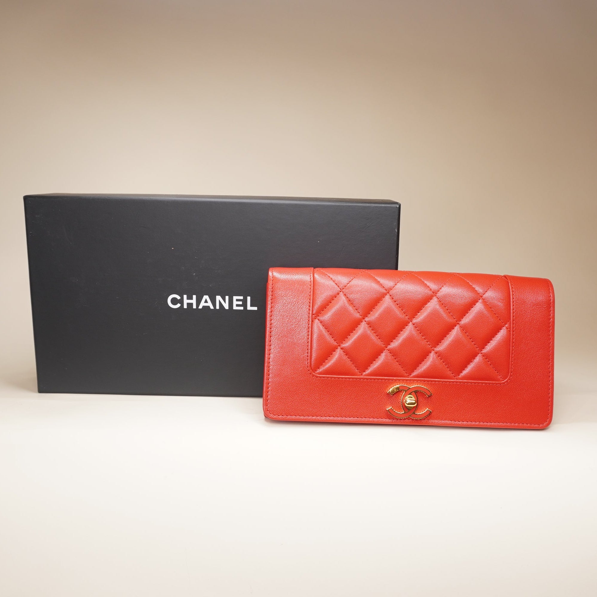 PRE-OWNED Mademoiselle Bifold Red Long Wallet
