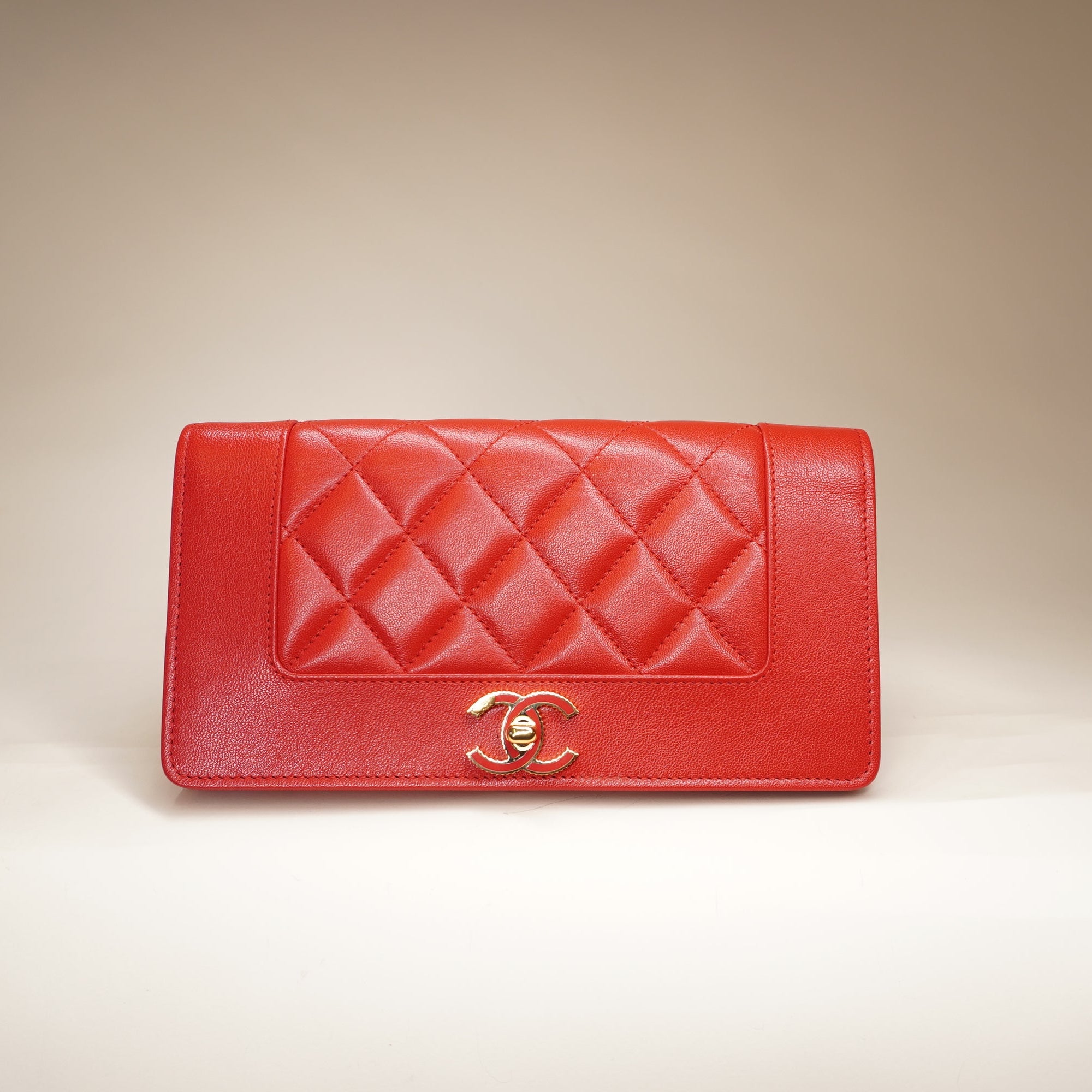 PRE-OWNED Mademoiselle Bifold Red Long Wallet