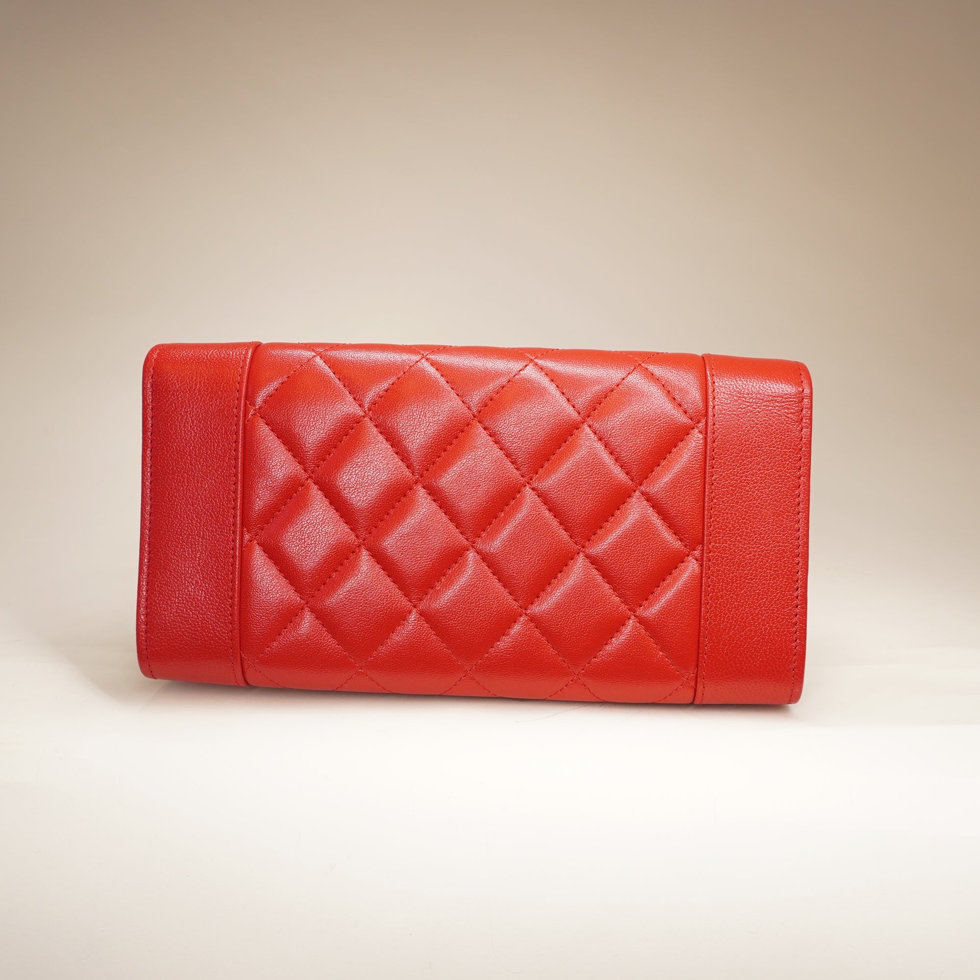 PRE-OWNED Mademoiselle Bifold Red Long Wallet