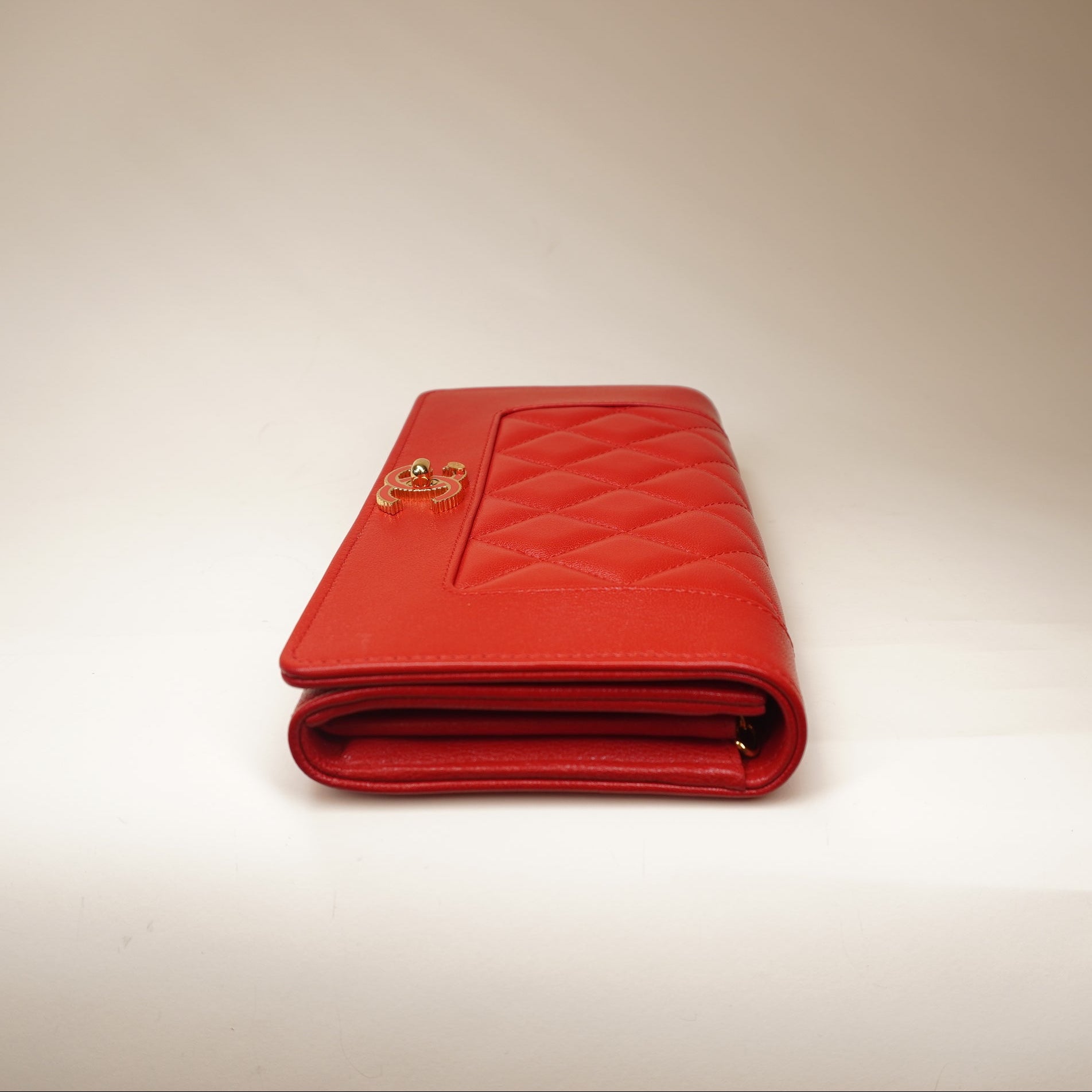 PRE-OWNED Mademoiselle Bifold Red Long Wallet