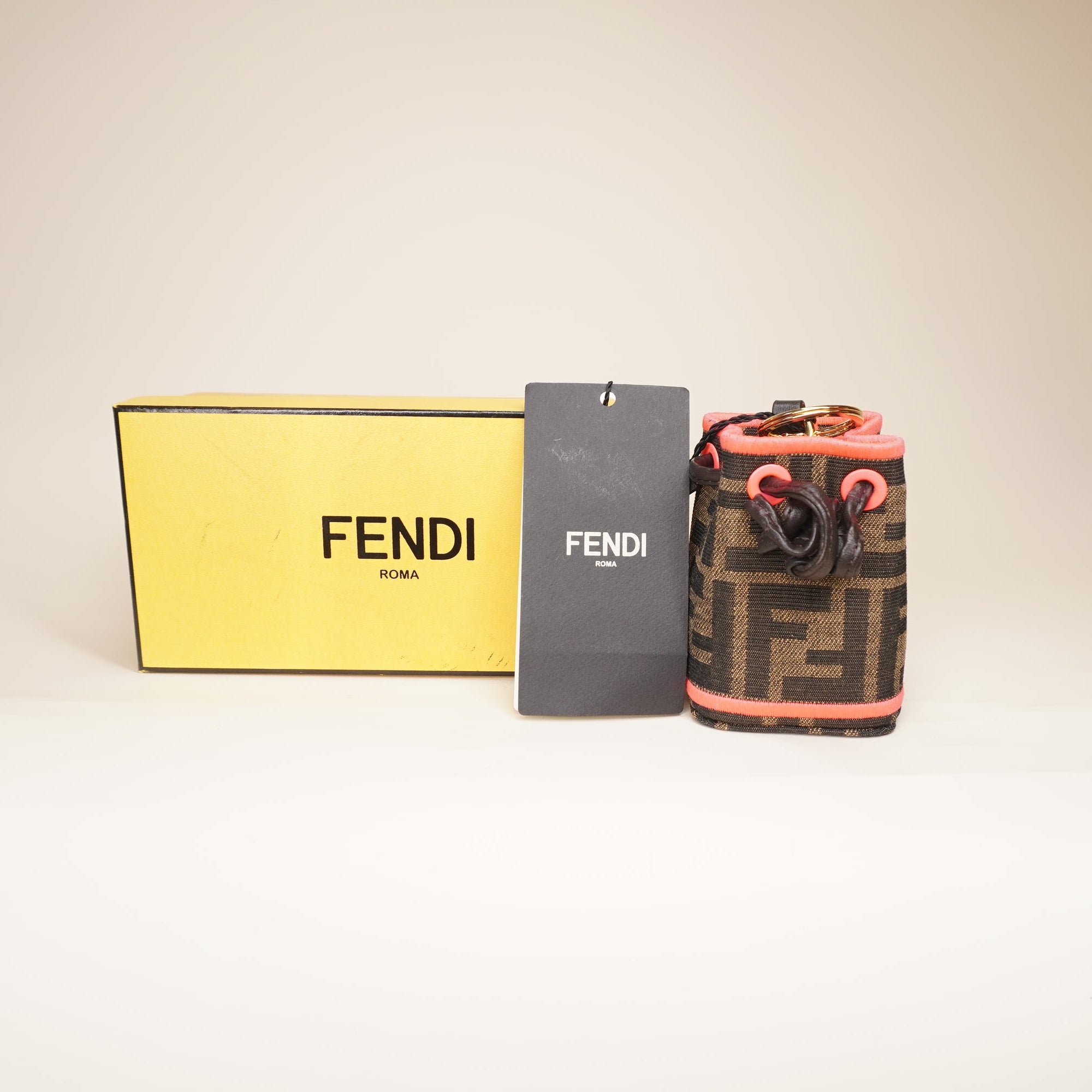 PRE-OWNED FF Zucca Pattern Montresor Key Holder Charm Keychain