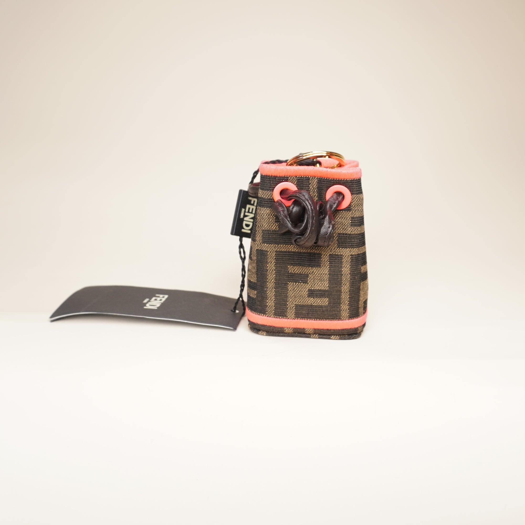 PRE-OWNED FF Zucca Pattern Montresor Key Holder Charm Keychain