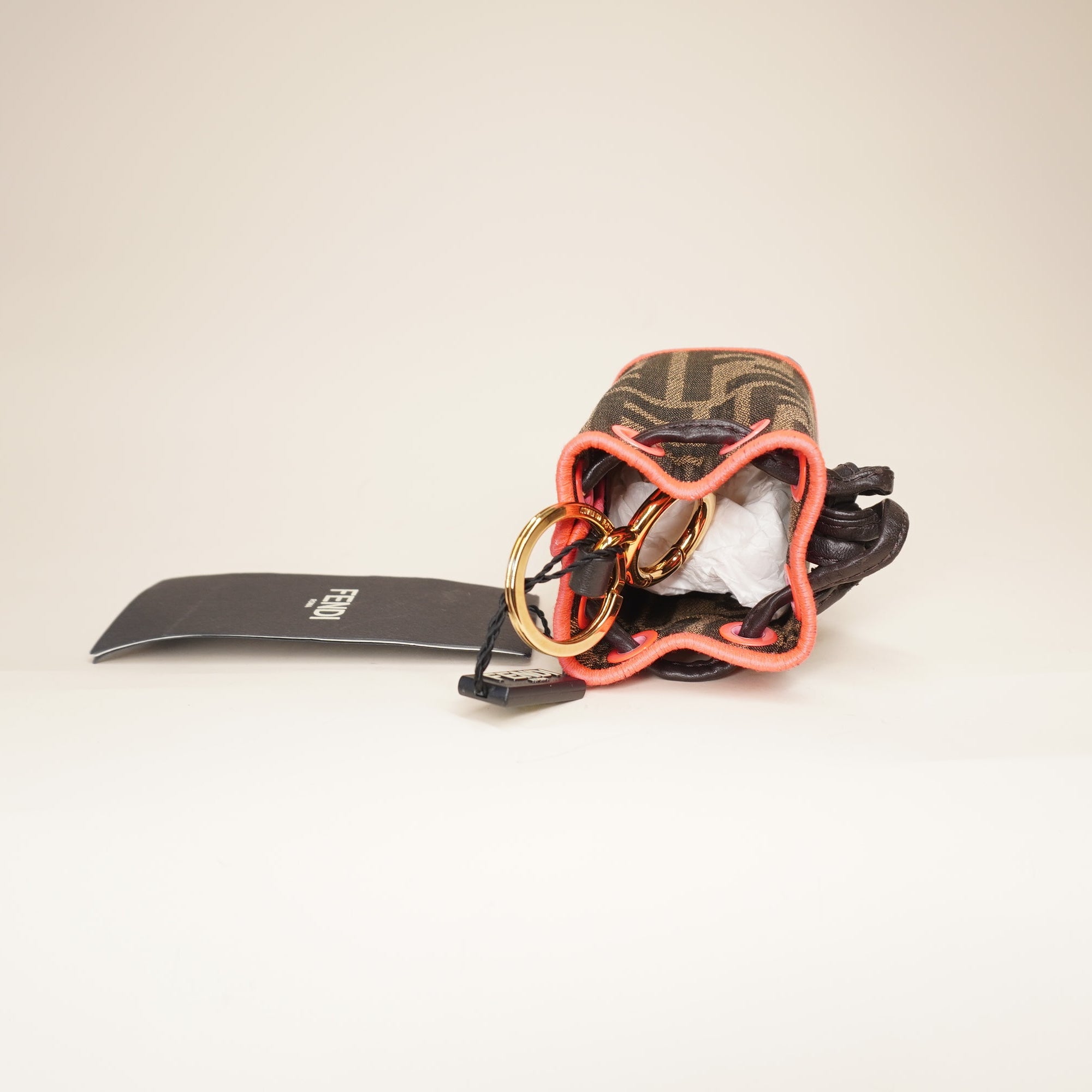 PRE-OWNED FF Zucca Pattern Montresor Key Holder Charm Keychain