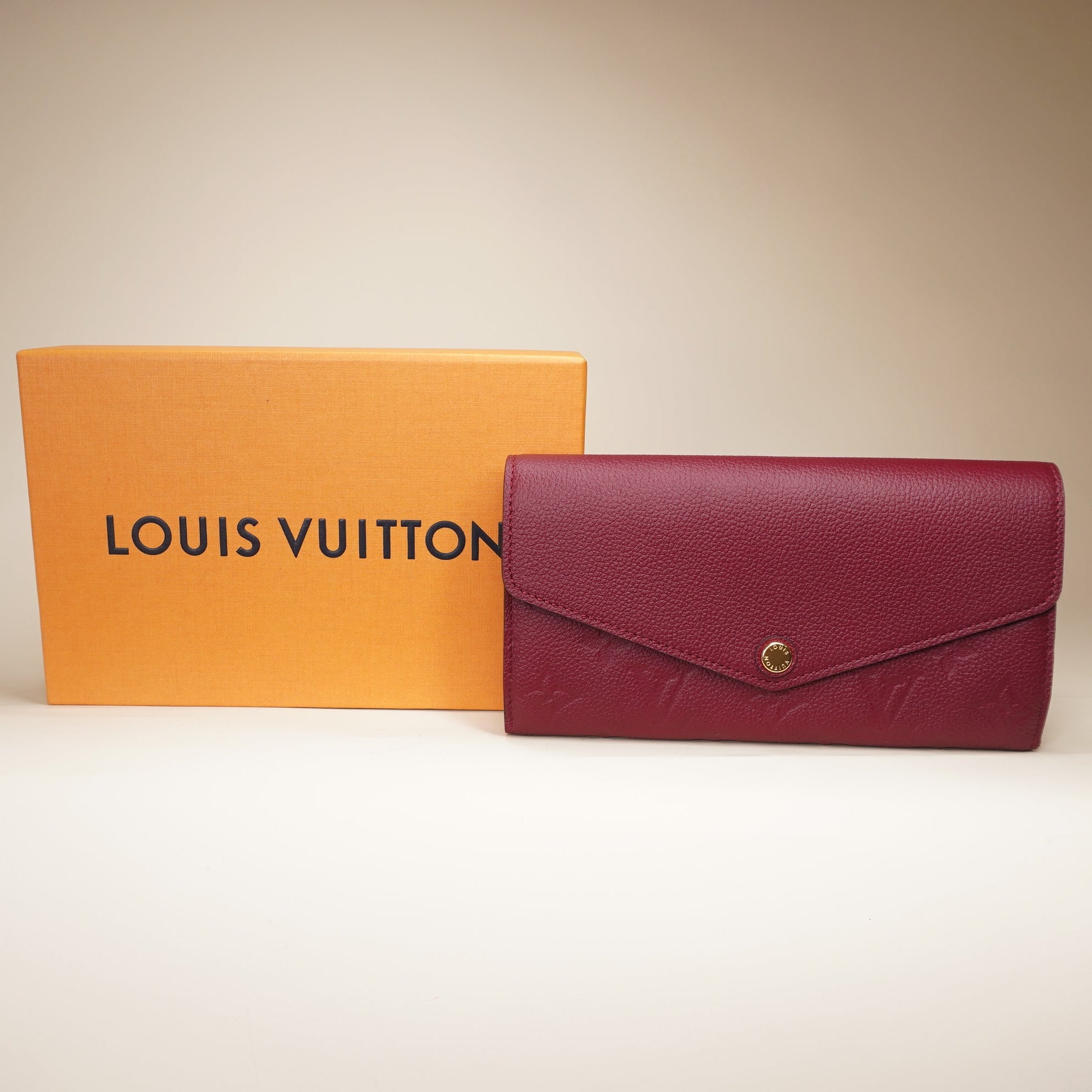 PRE-OWNED LV Empreinte Sarah Burgundy Long Wallet 