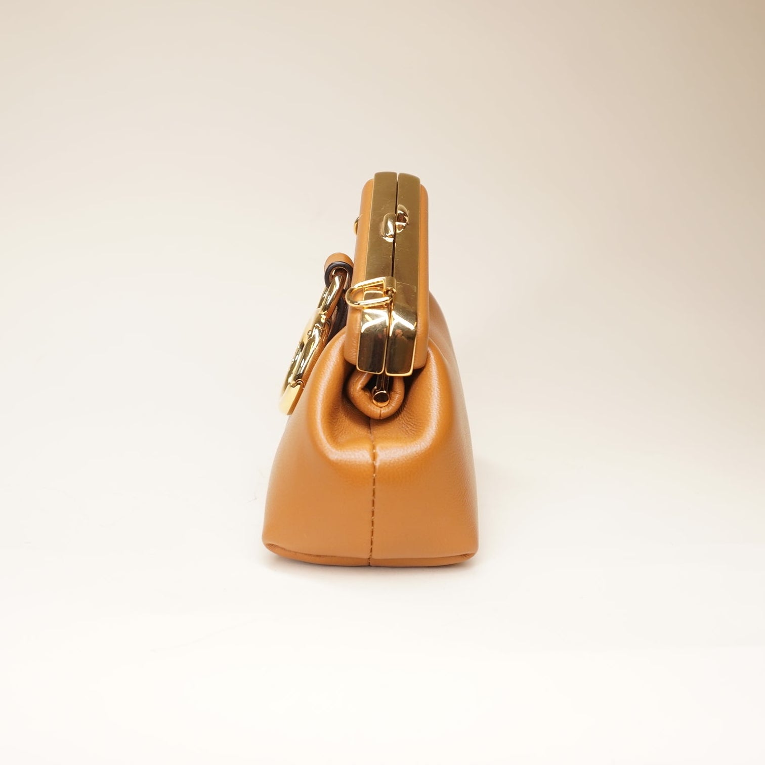 PRE-OWNED FF Shiny Nappa Nano First Bag Charm Brown