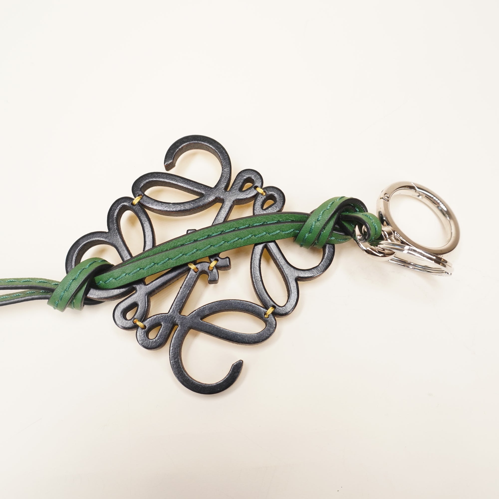 PRE-OWNED Anagram Leather Yellow and Green Long Bag Charm 