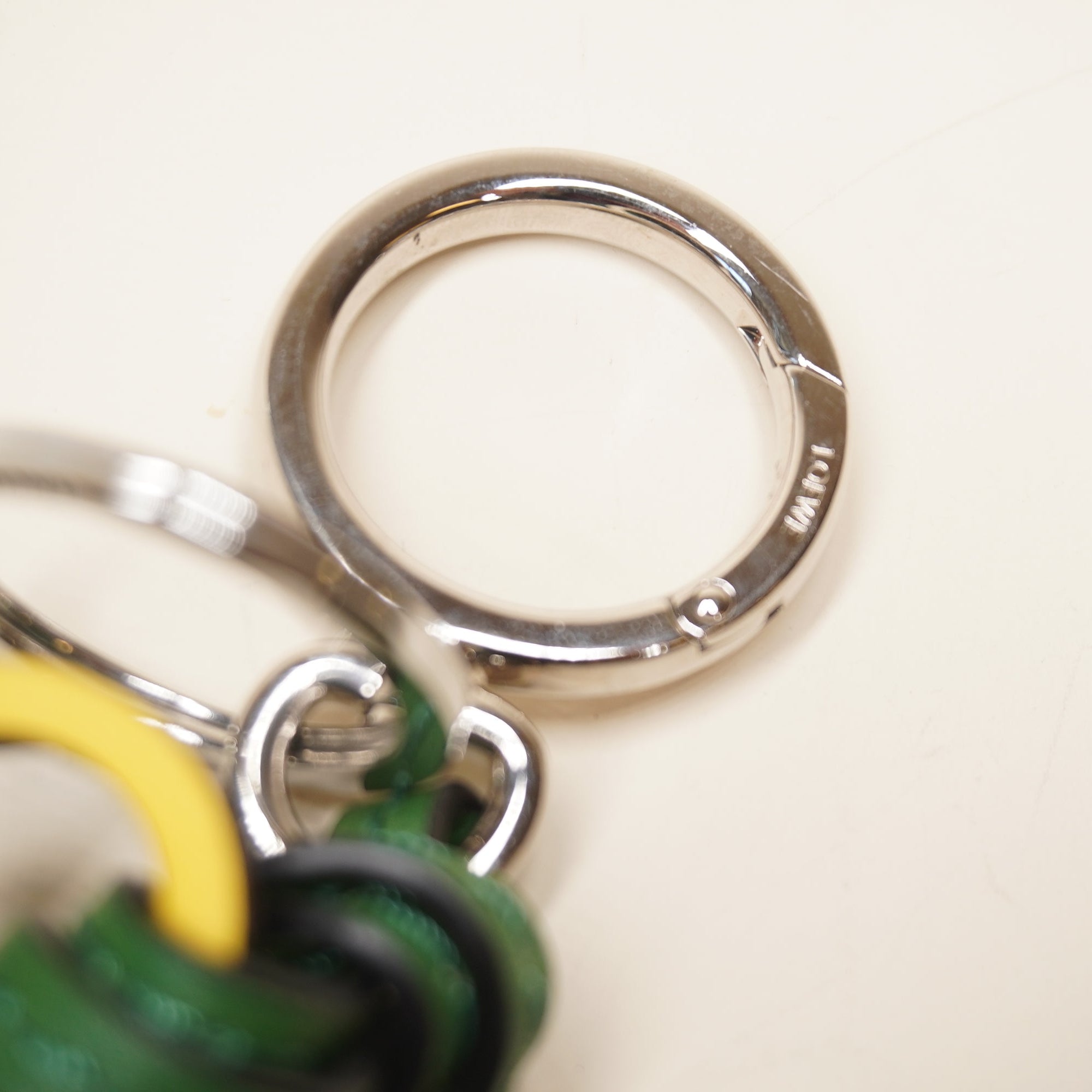 PRE-OWNED Anagram Leather Yellow and Green Long Bag Charm 