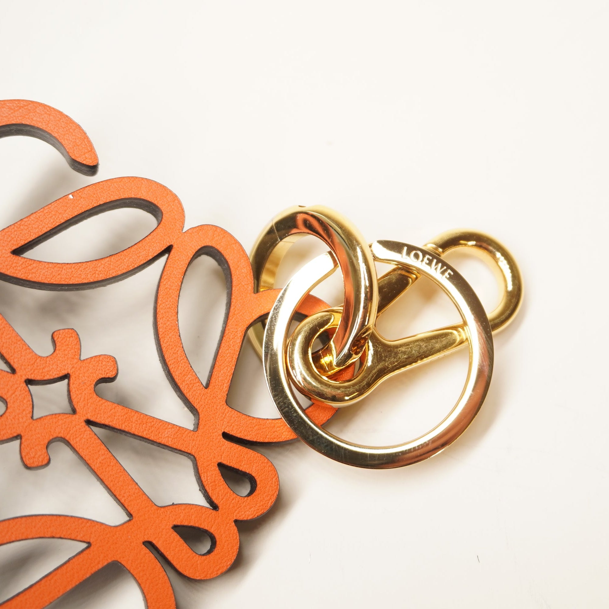 PRE-OWNED Leather Anagram Orange Charm