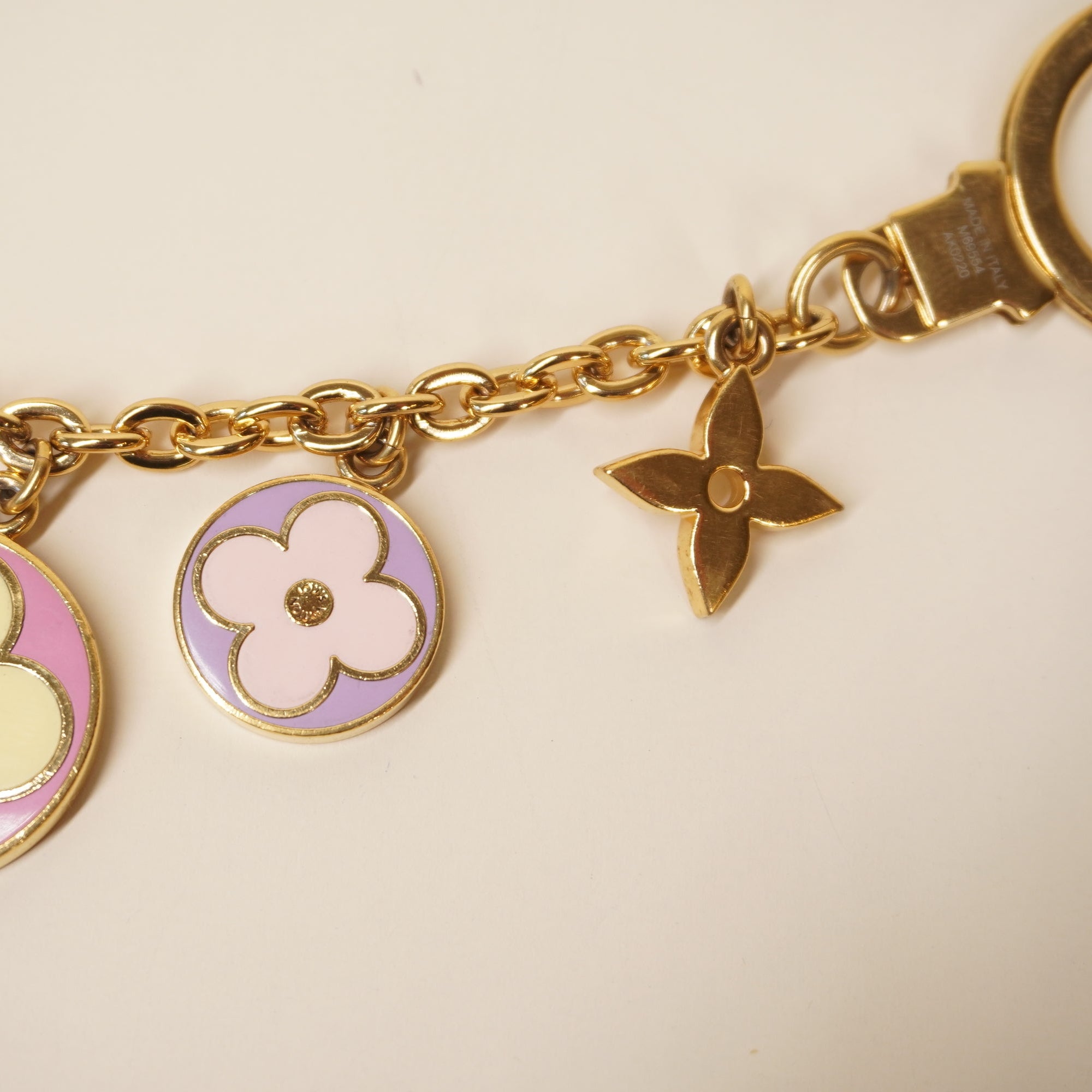PRE-OWNED LV  Gold Flour Long Bag Charm