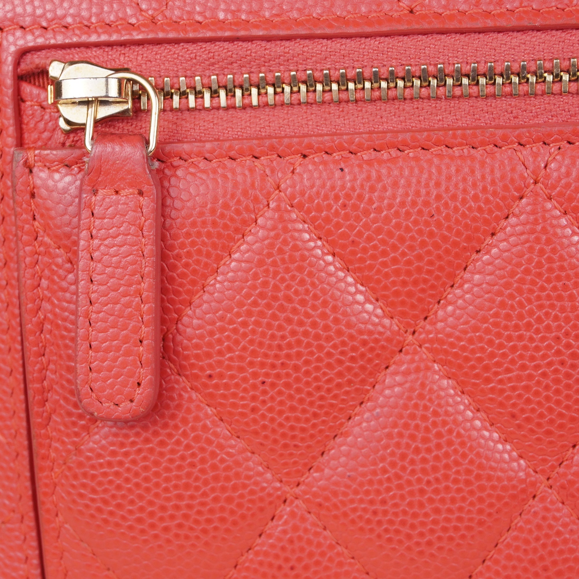 PRE-OWNED CC Pink Caviar Quilted Leather Flap Card Holder