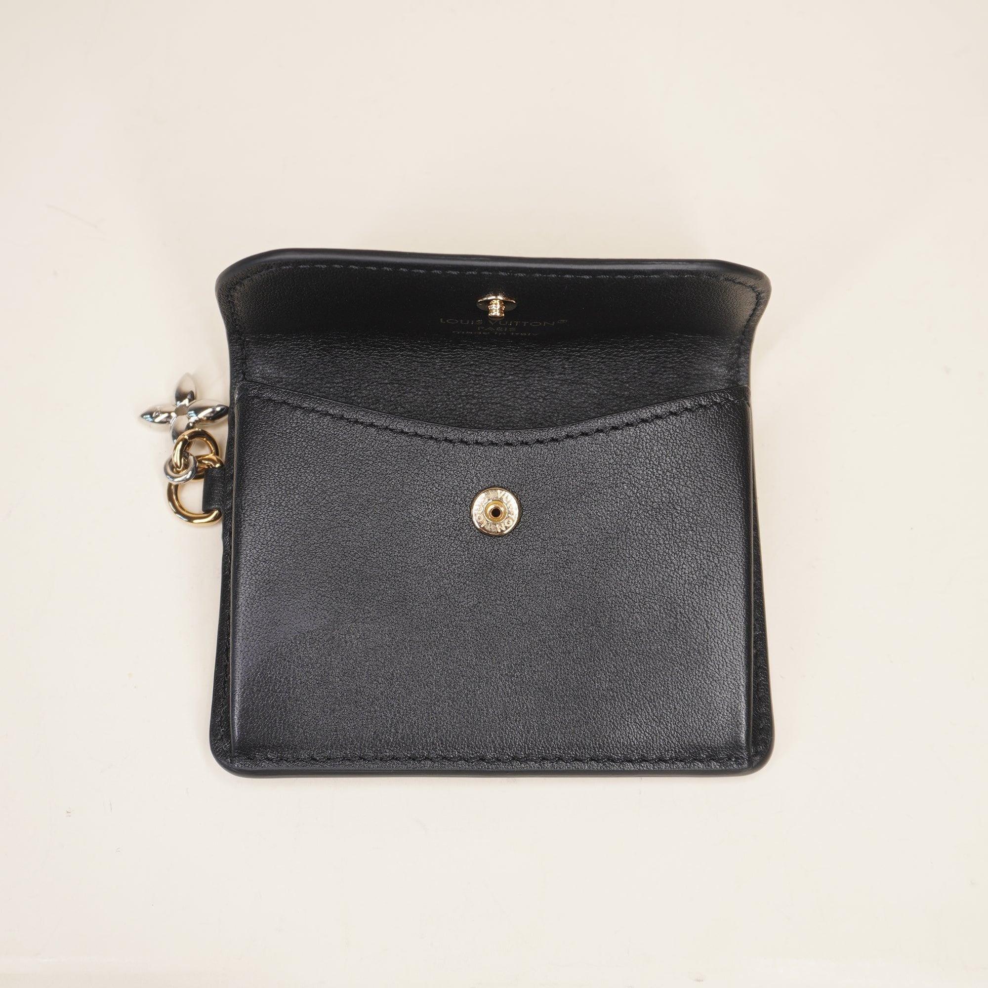 PRE-OWNED Tiny Recto Verso LV Bloom Black Card Holder 