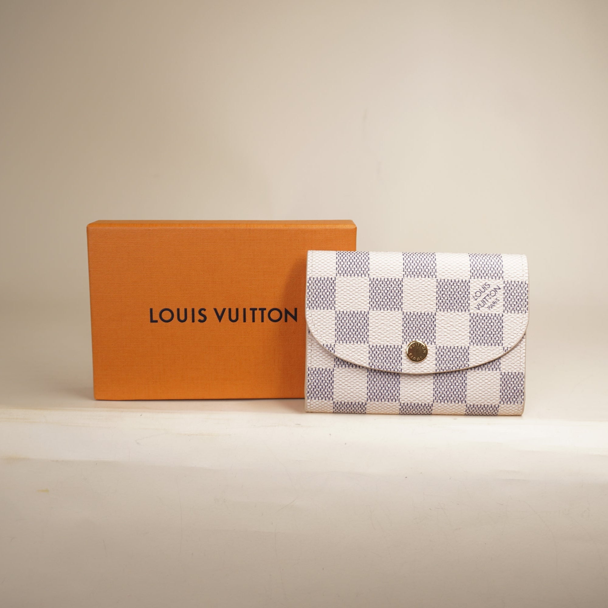 PRE-OWNED LV Damier Azur Rosalie Coin Purse Rose Ballerine