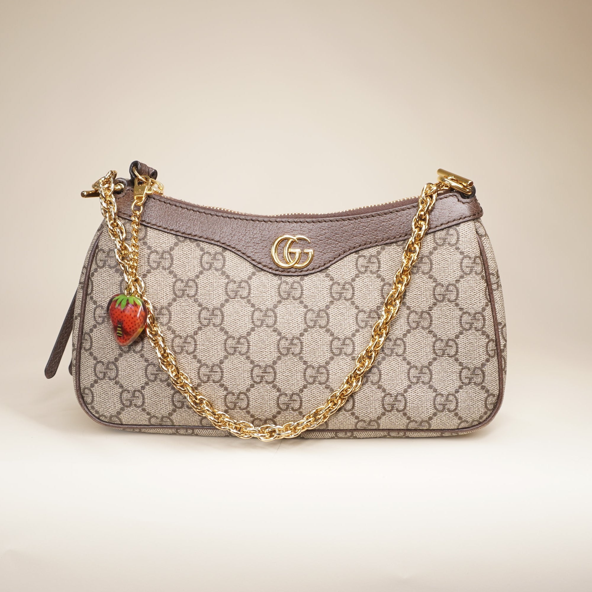 PRE-OWNED Ophidia GG Coated Canvas Strawberry Shoulder Bag