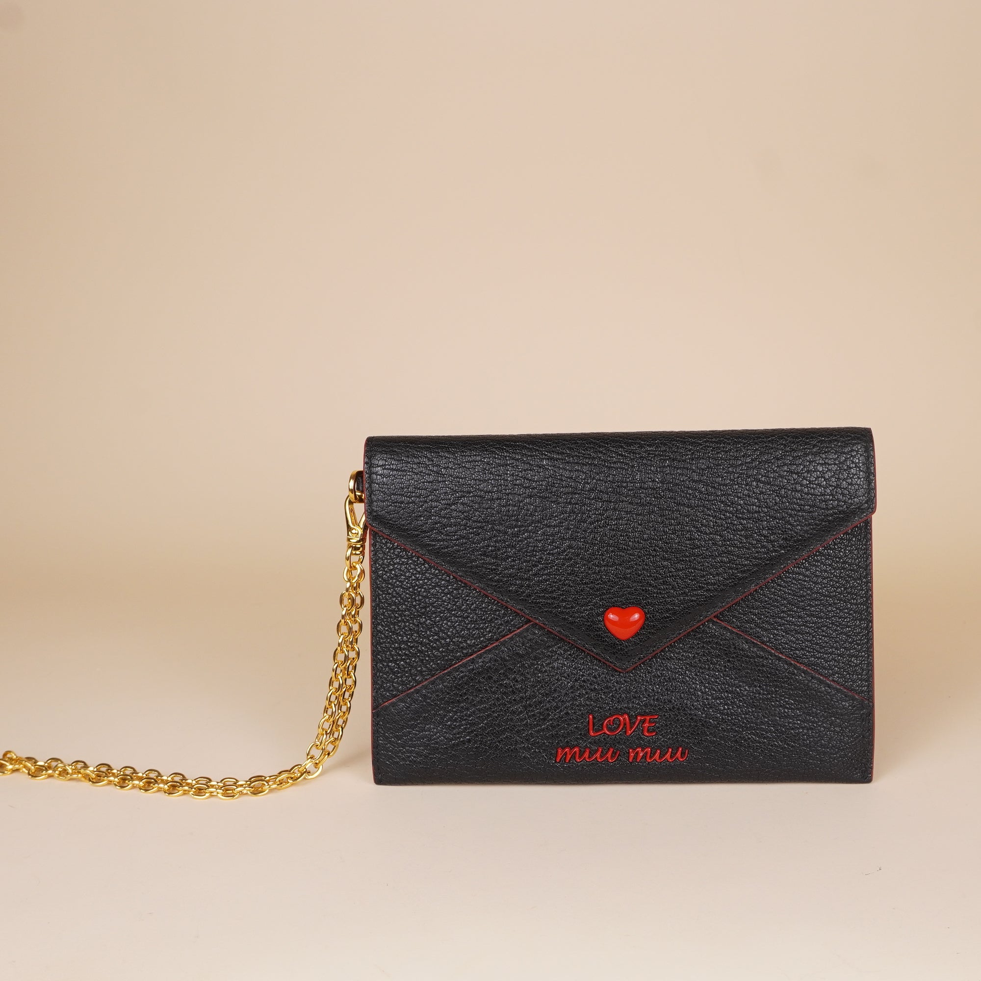 PRE-OWNED Madras Love Chain Envelope Black Wallet