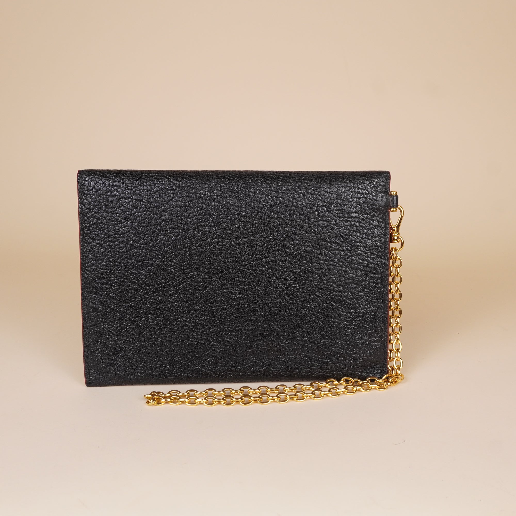 PRE-OWNED Madras Love Chain Envelope Black Wallet