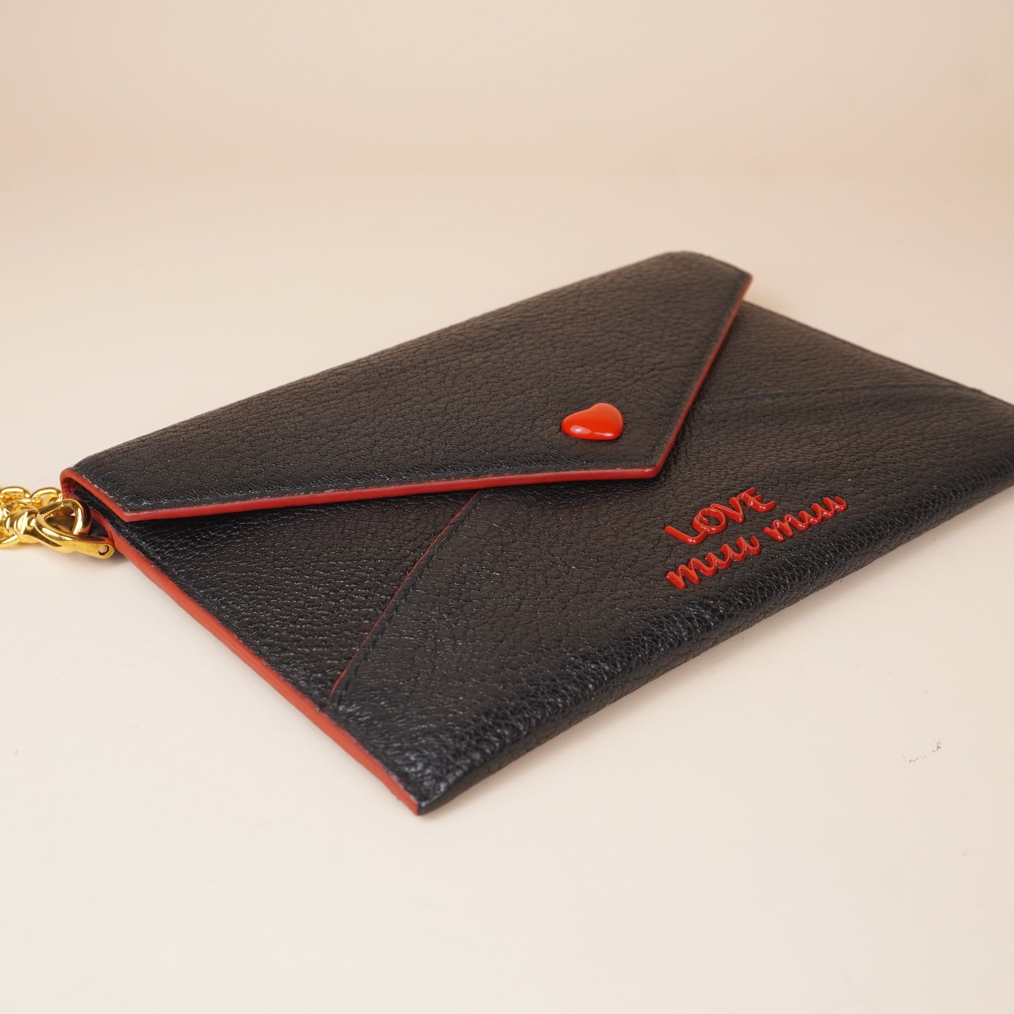 PRE-OWNED Madras Love Chain Envelope Black Wallet