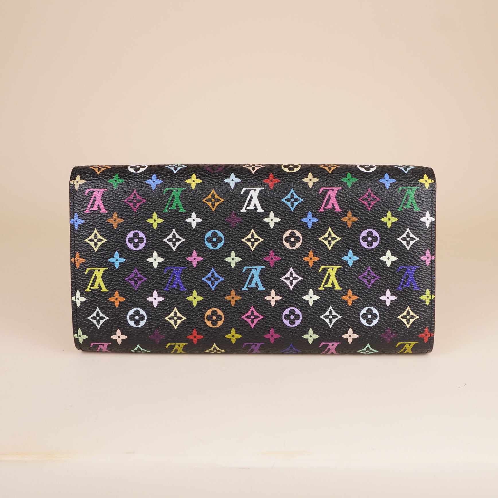 PRE-OWNED LV Monogram Multicolor Sarah Wallet Black