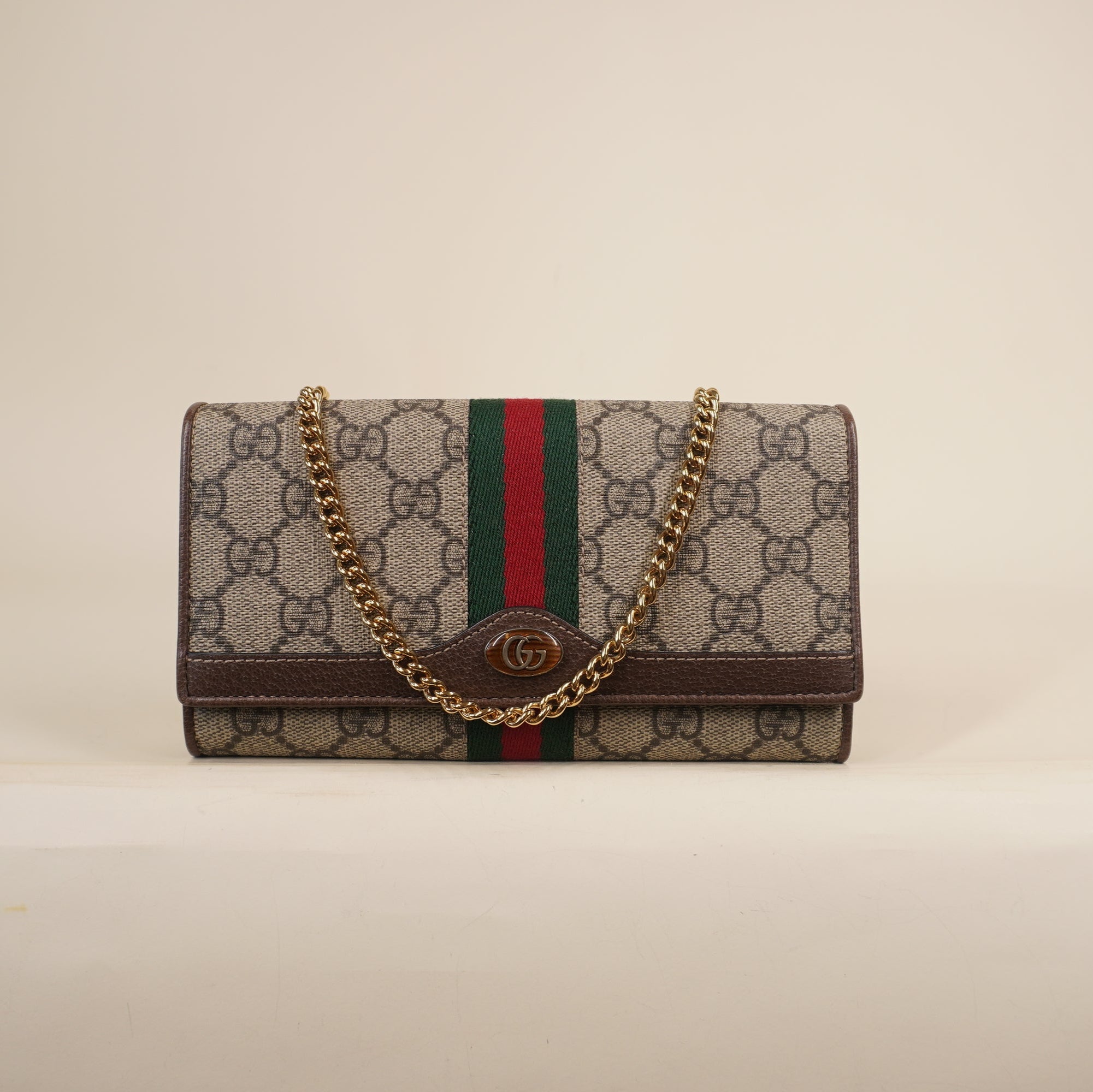 PRE-OWNED GG Ophidia Canvas Wallet on a Chain