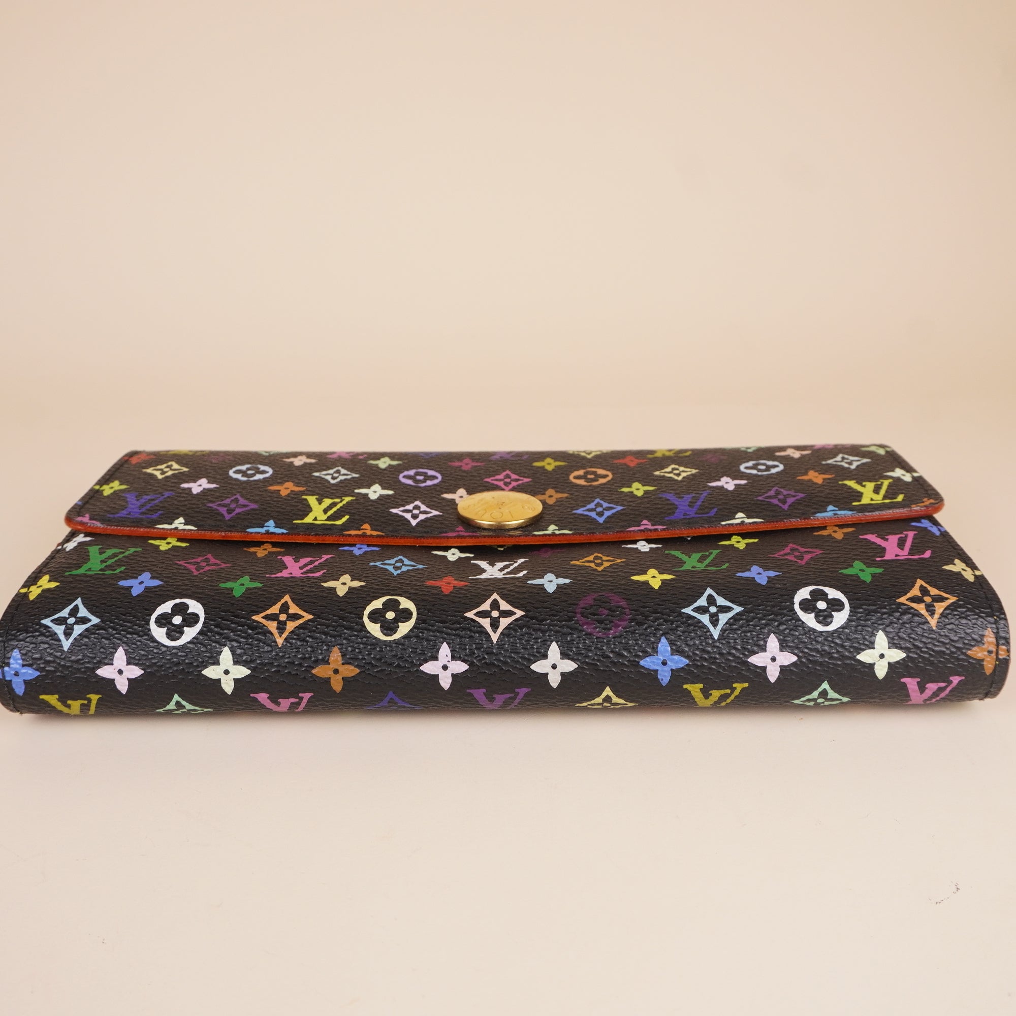 PRE-OWNED LV Monogram Multicolor Sarah Wallet Black