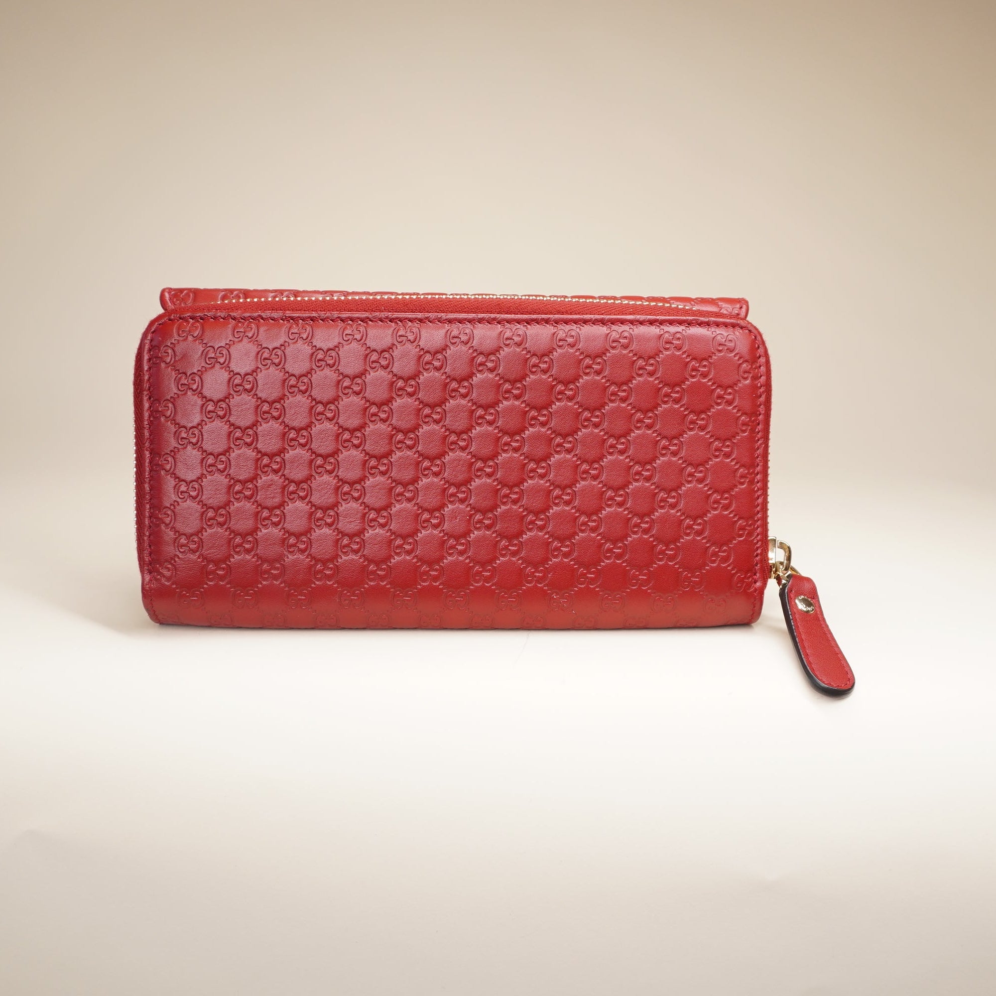 PRE-OWNED Red Micro Guccissima Leather Continental Zippy Wallet