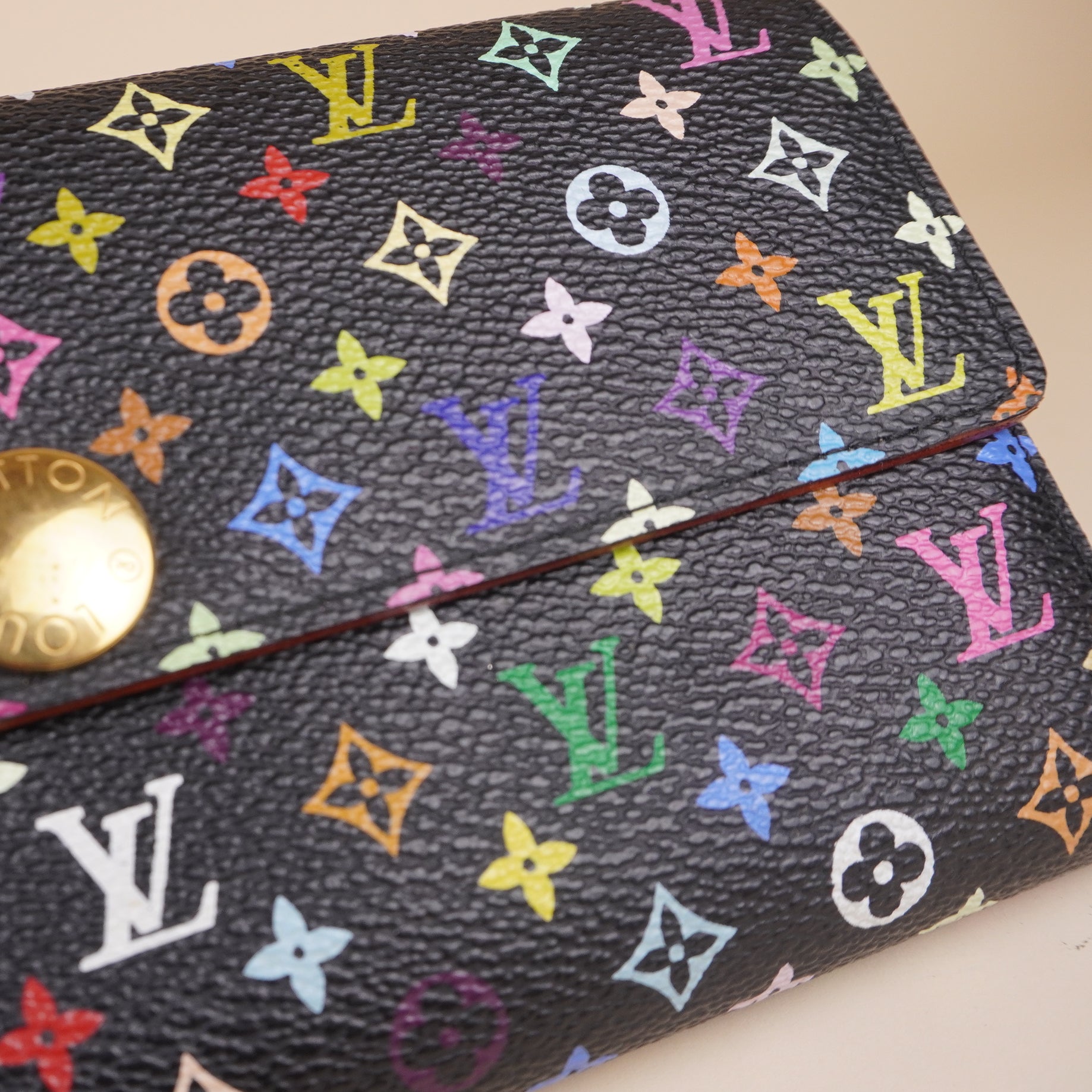 PRE-OWNED LV Monogram Multicolor Sarah Wallet Black