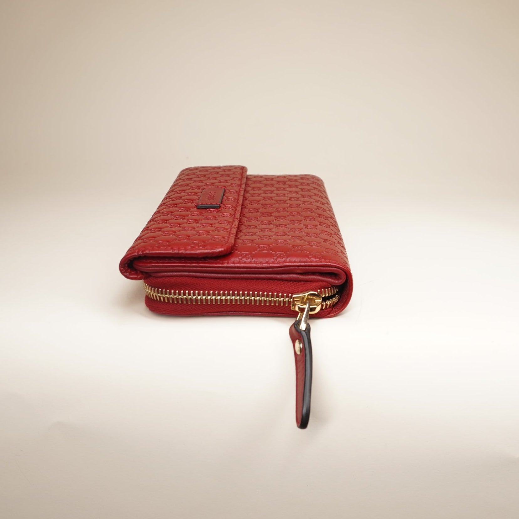 PRE-OWNED Red Micro Guccissima Leather Continental Zippy Wallet