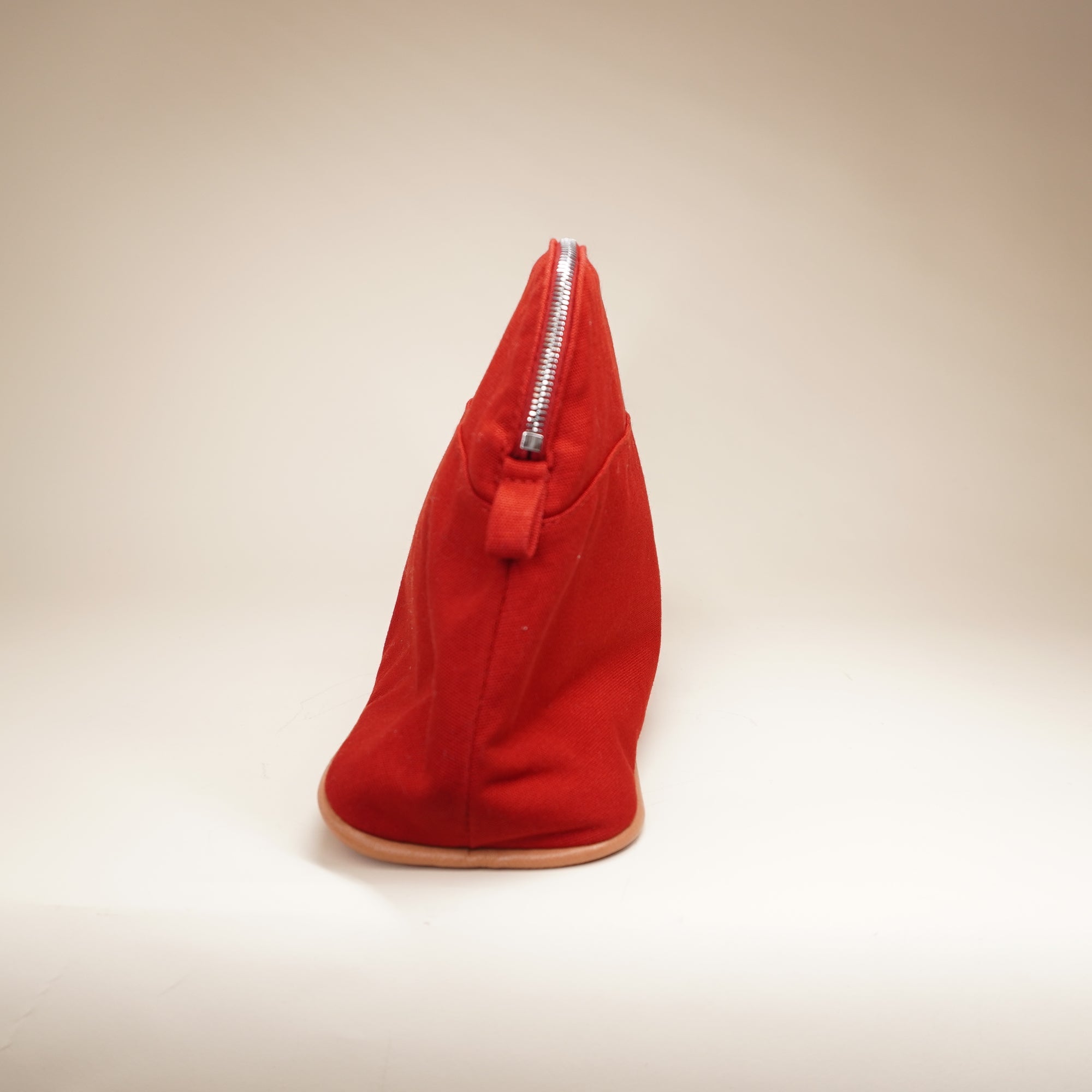 PRE-OWNED Cotton Canvas Mini Bolide Travel Cosmetic Pouch Red