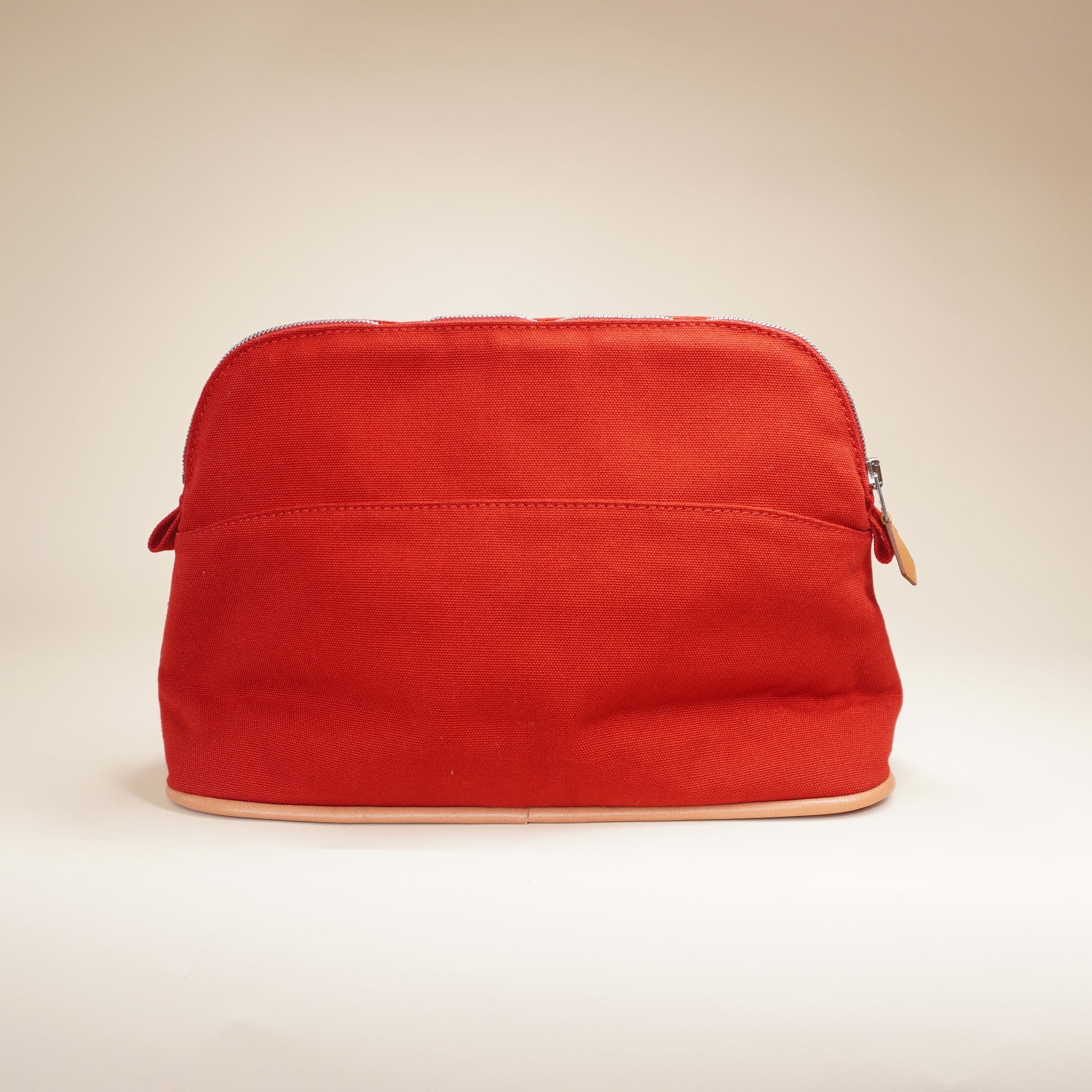 PRE-OWNED Cotton Canvas Mini Bolide Travel Cosmetic Pouch Red