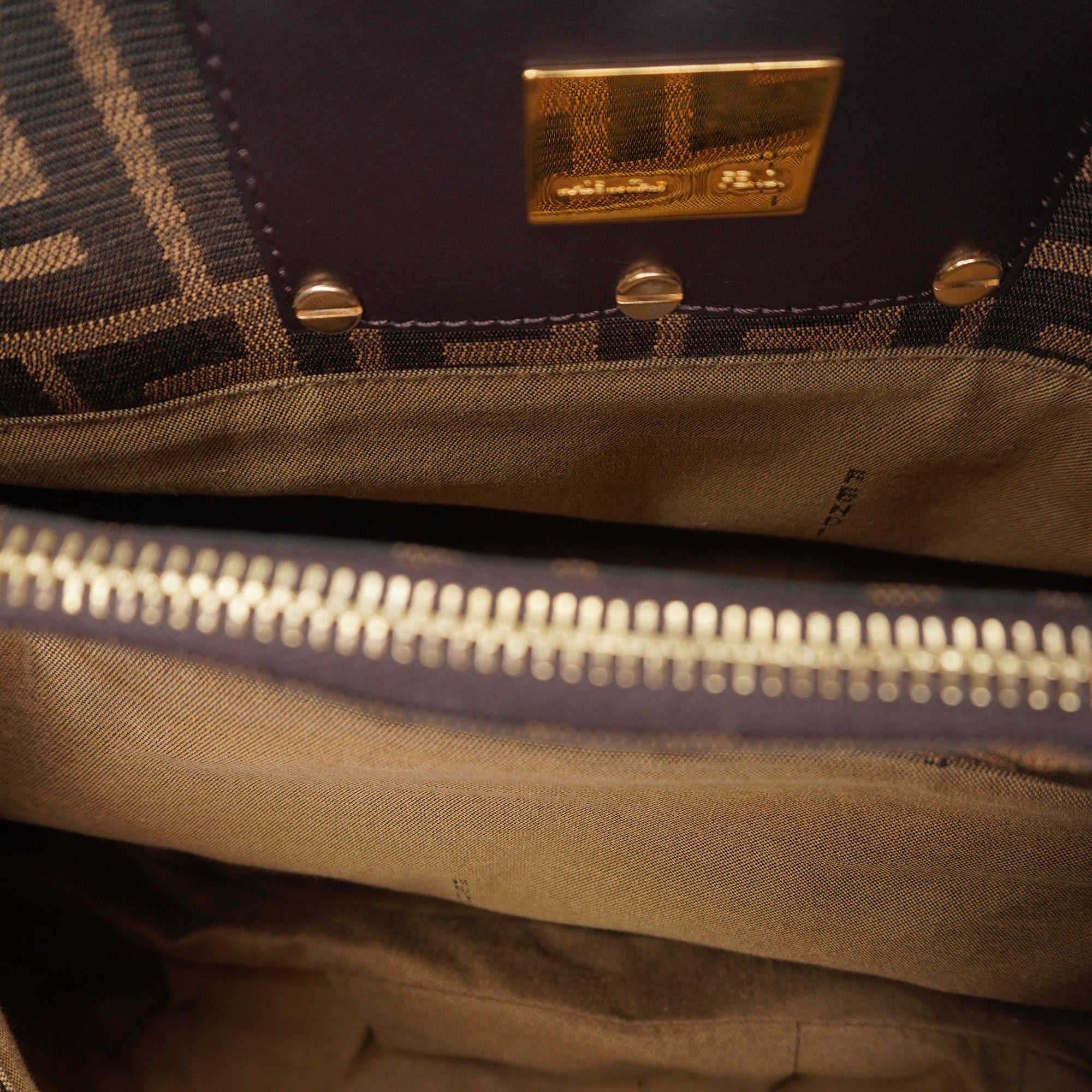 PRE-OWNED Zucca Brown Canvas Tote Mia Small Shoulder Bag