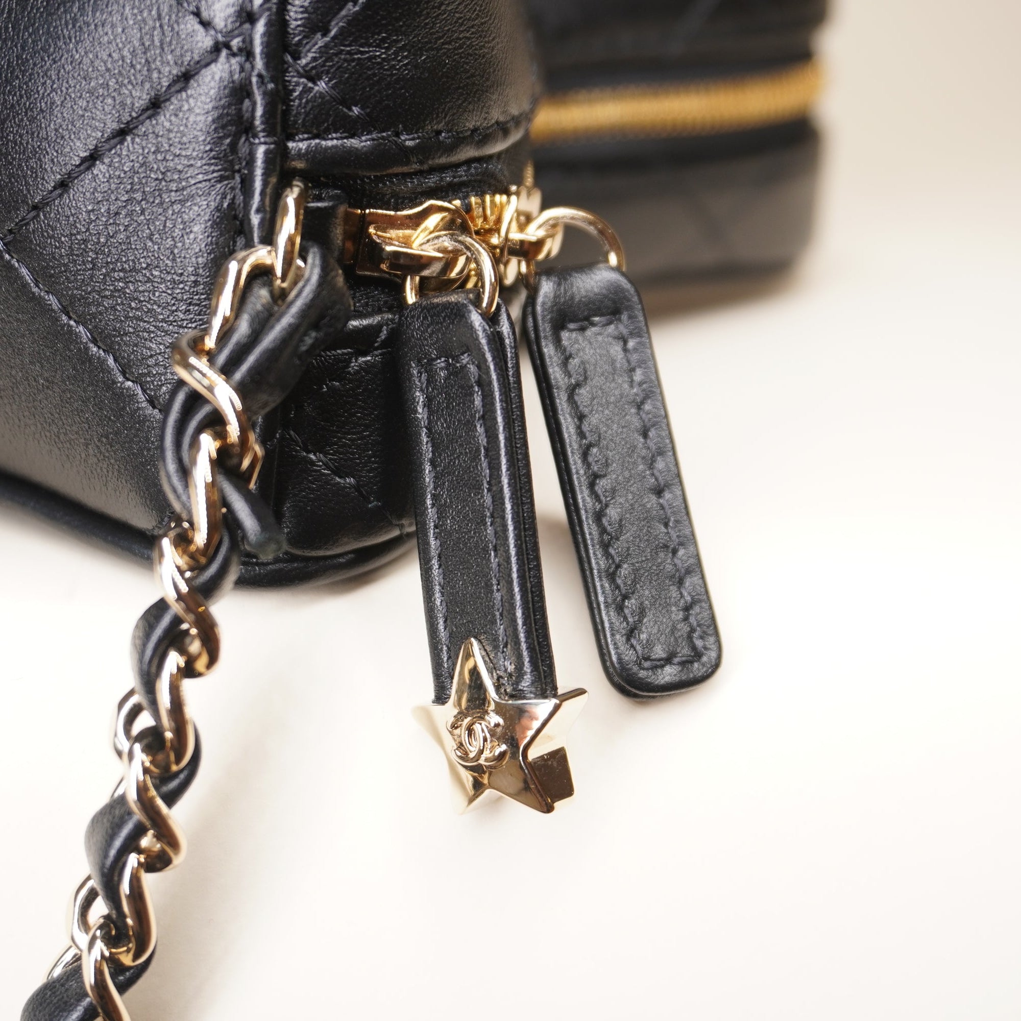 PRE-OWNED Lambskin Quilted Walk of Fame Star Bag Black