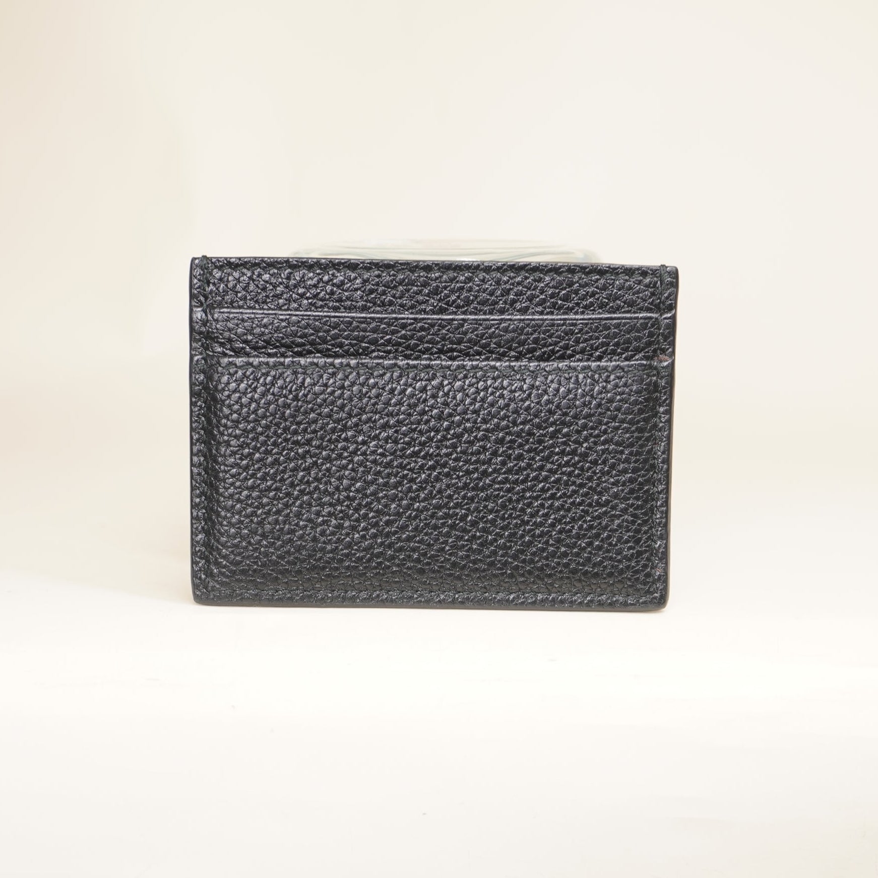 PRE-OWNED Grainy Calfskin Zumi Card Holder Black