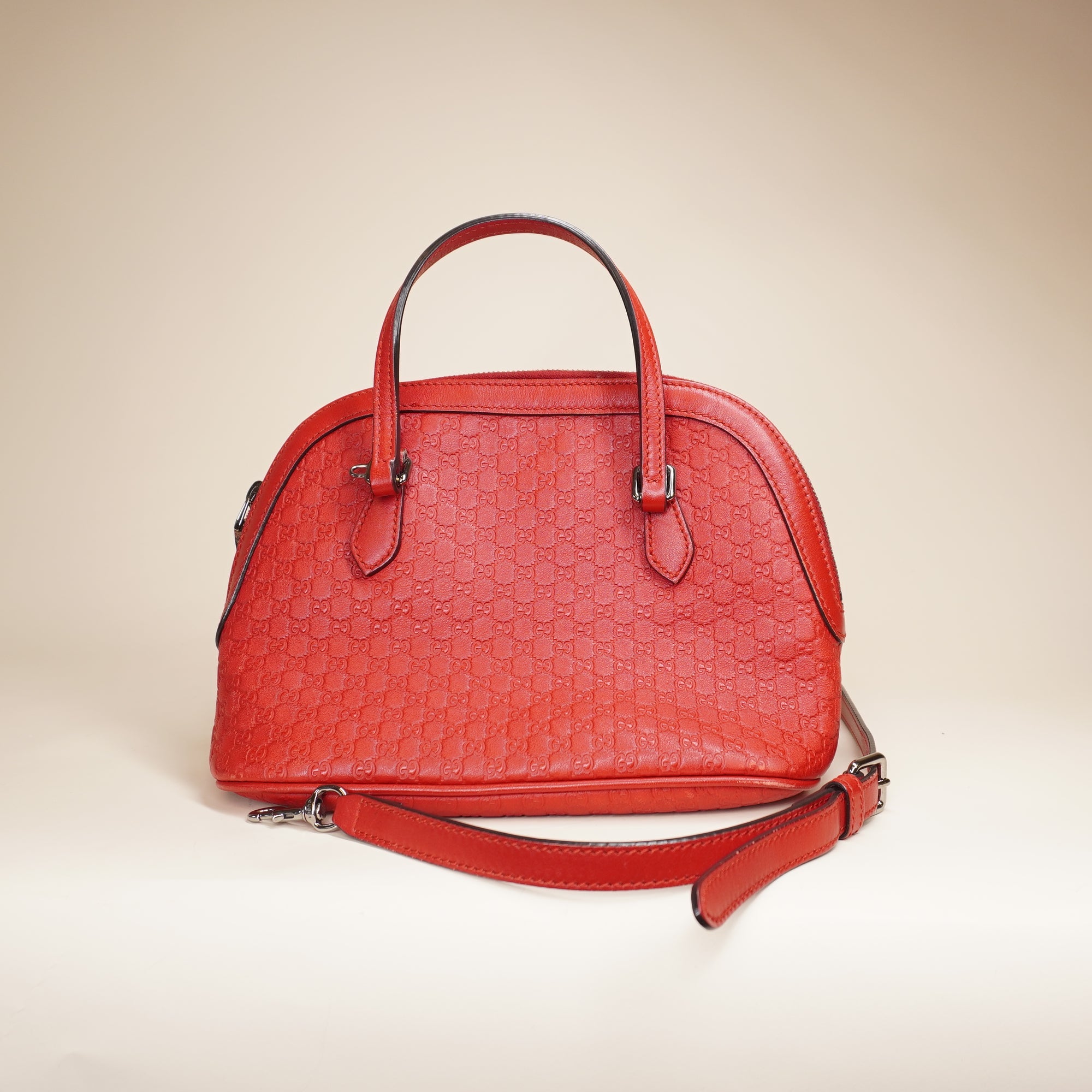PRE-OWNED Guccissima Leather Dome Red Mini Shoulder Bag