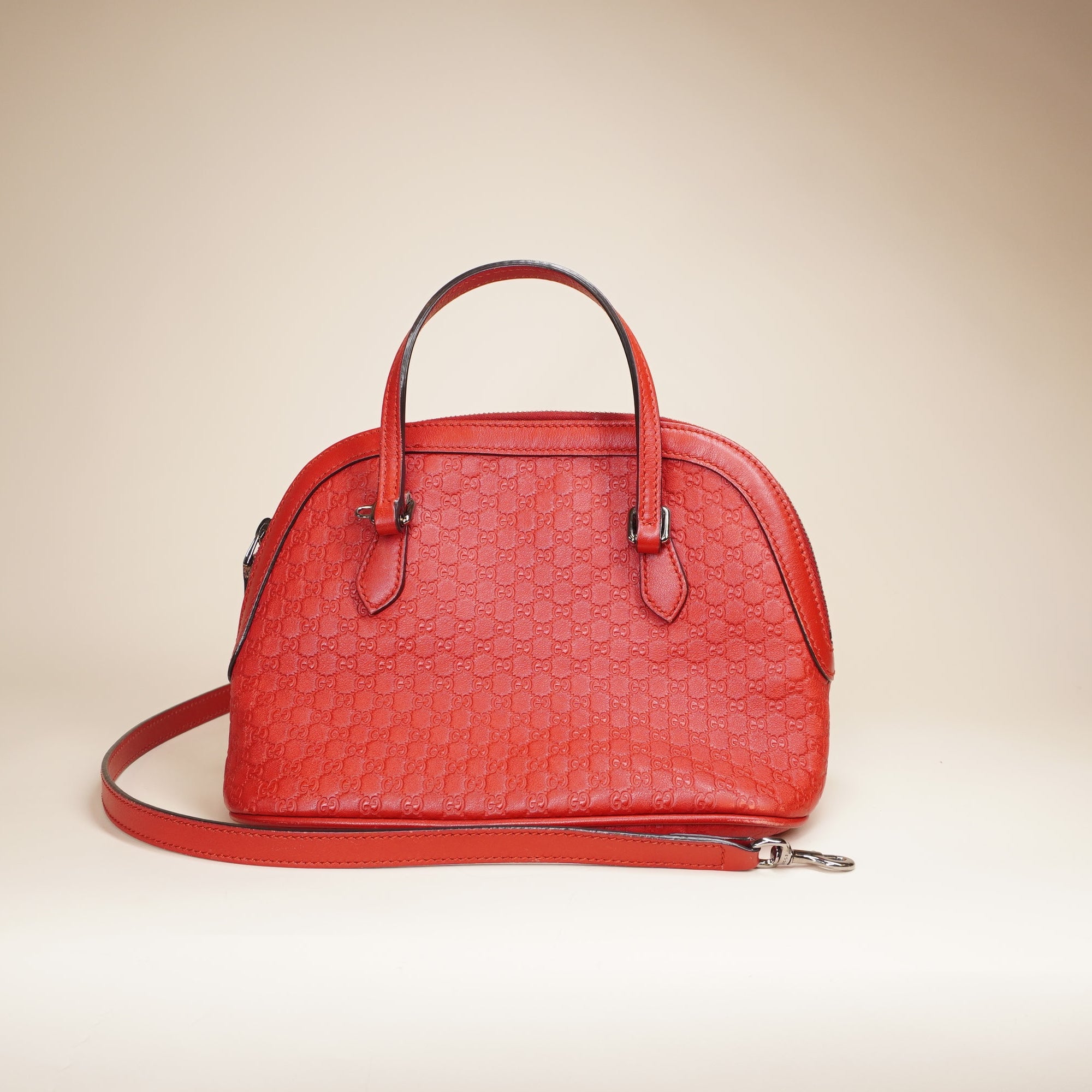 PRE-OWNED Guccissima Leather Dome Red Mini Shoulder Bag