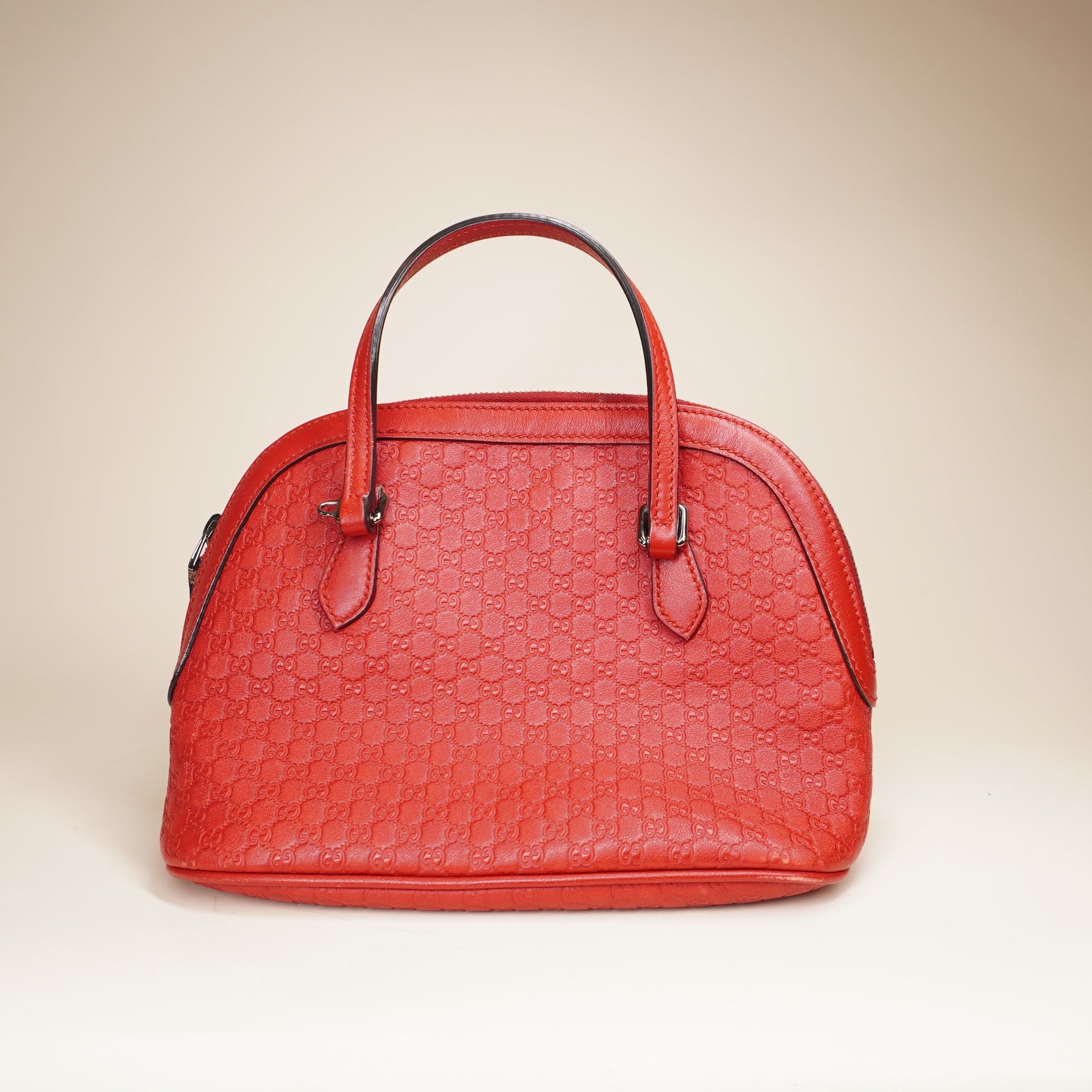 PRE-OWNED Guccissima Leather Dome Red Mini Shoulder Bag