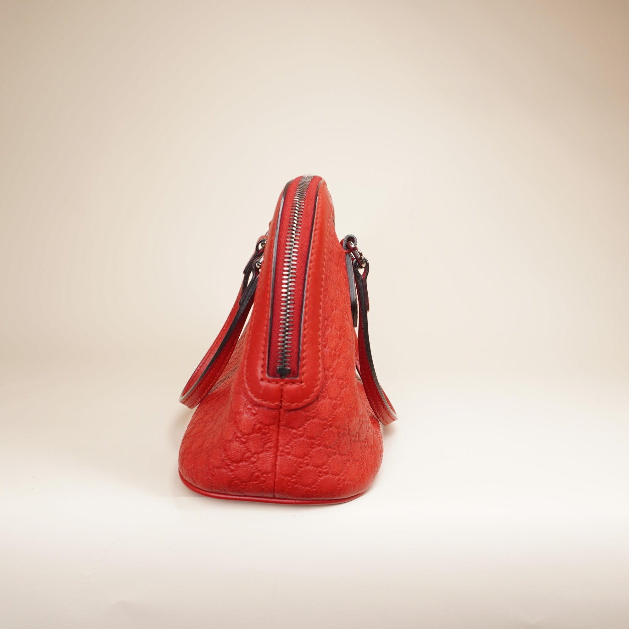 PRE-OWNED Guccissima Leather Dome Red Mini Shoulder Bag