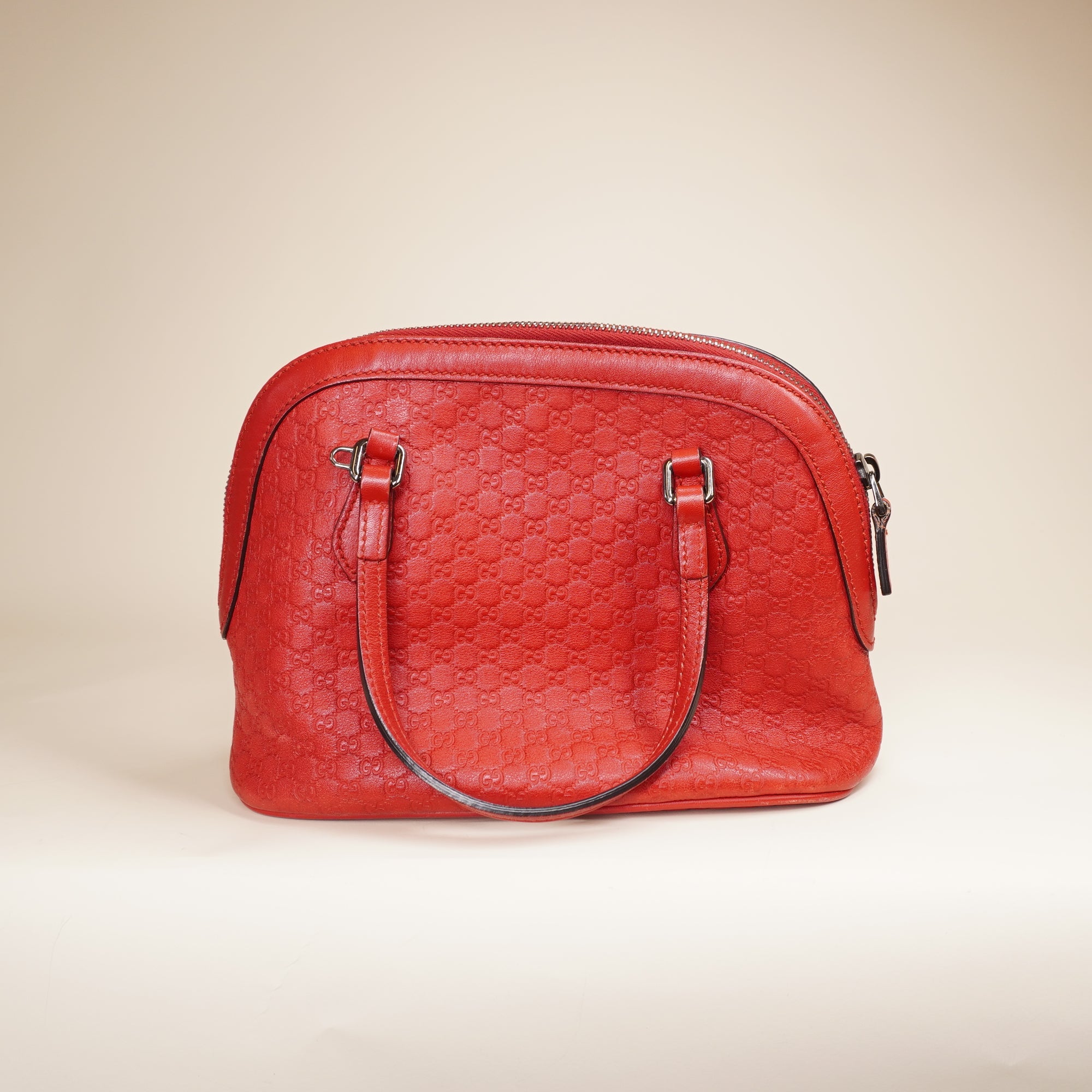 PRE-OWNED Guccissima Leather Dome Red Mini Shoulder Bag
