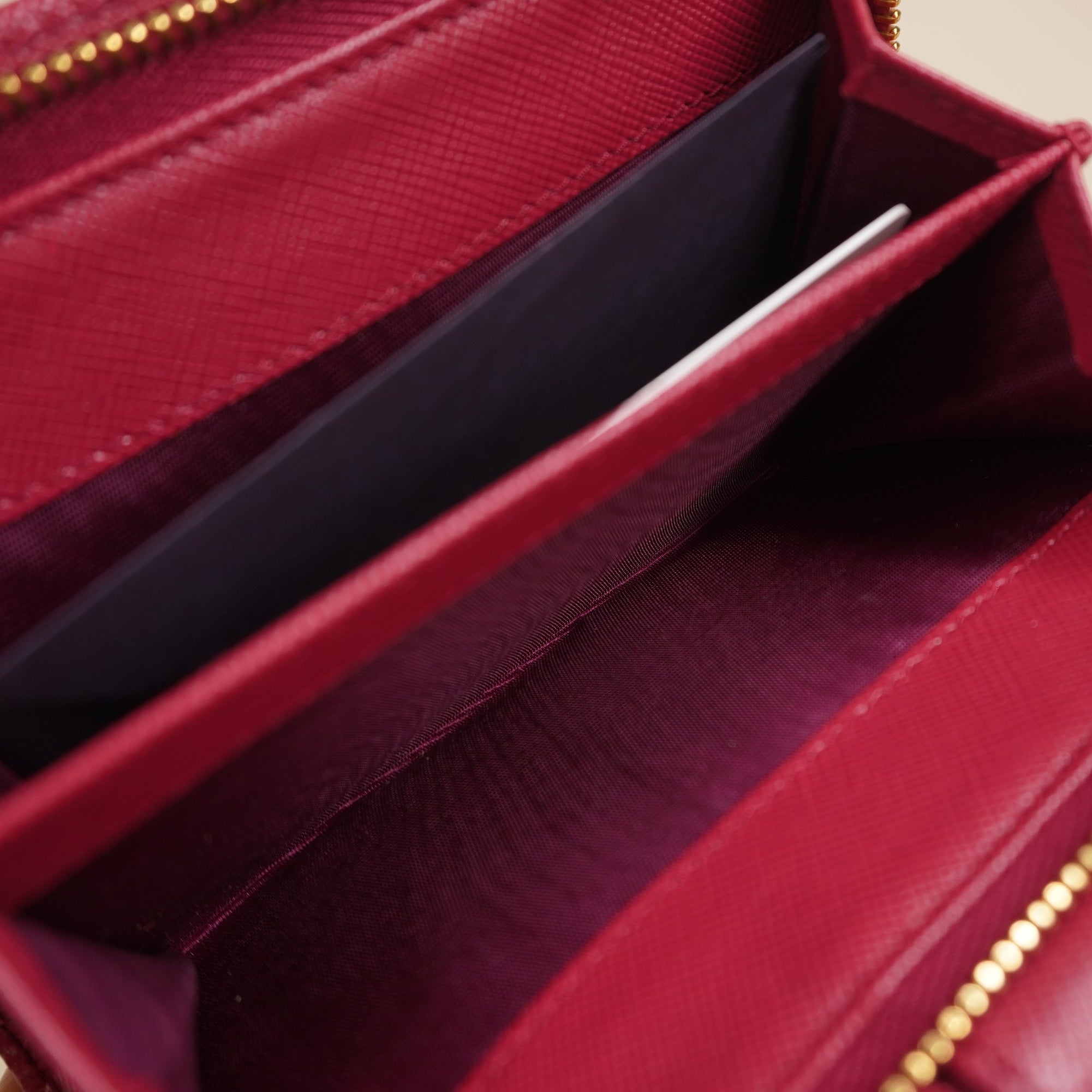 PRE-OWNED Saffiano Metal Compact Wallet Peonia