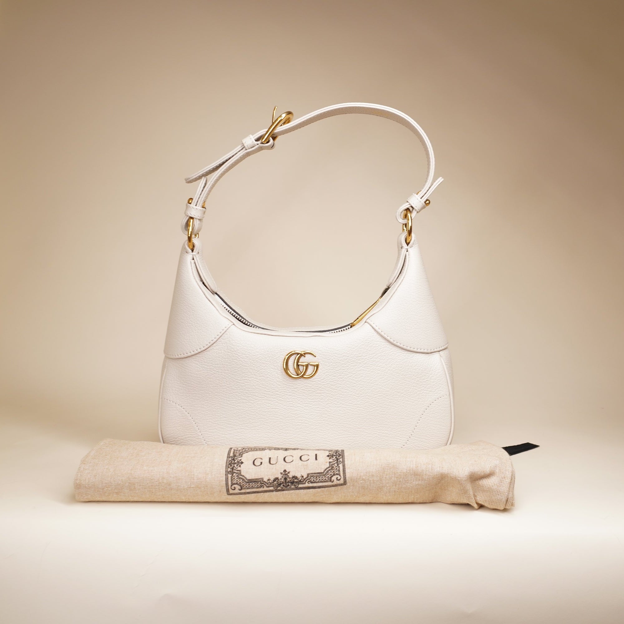 PRE-OWNED GG Aphrodite Small White Shoulder Bag