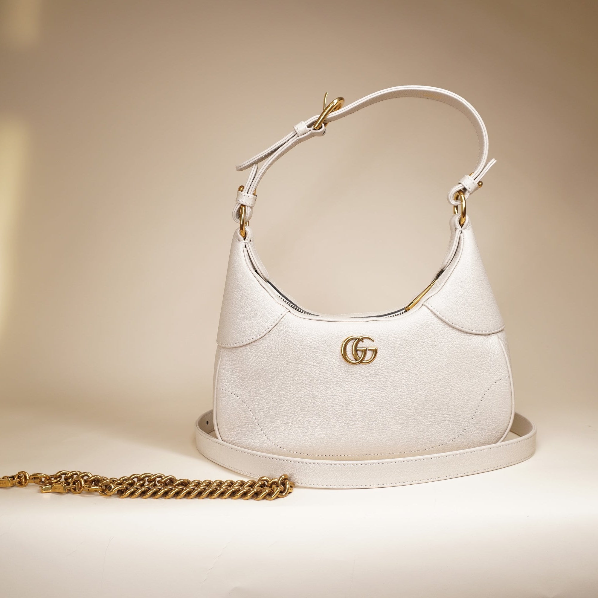 PRE-OWNED GG Aphrodite Small White Shoulder Bag