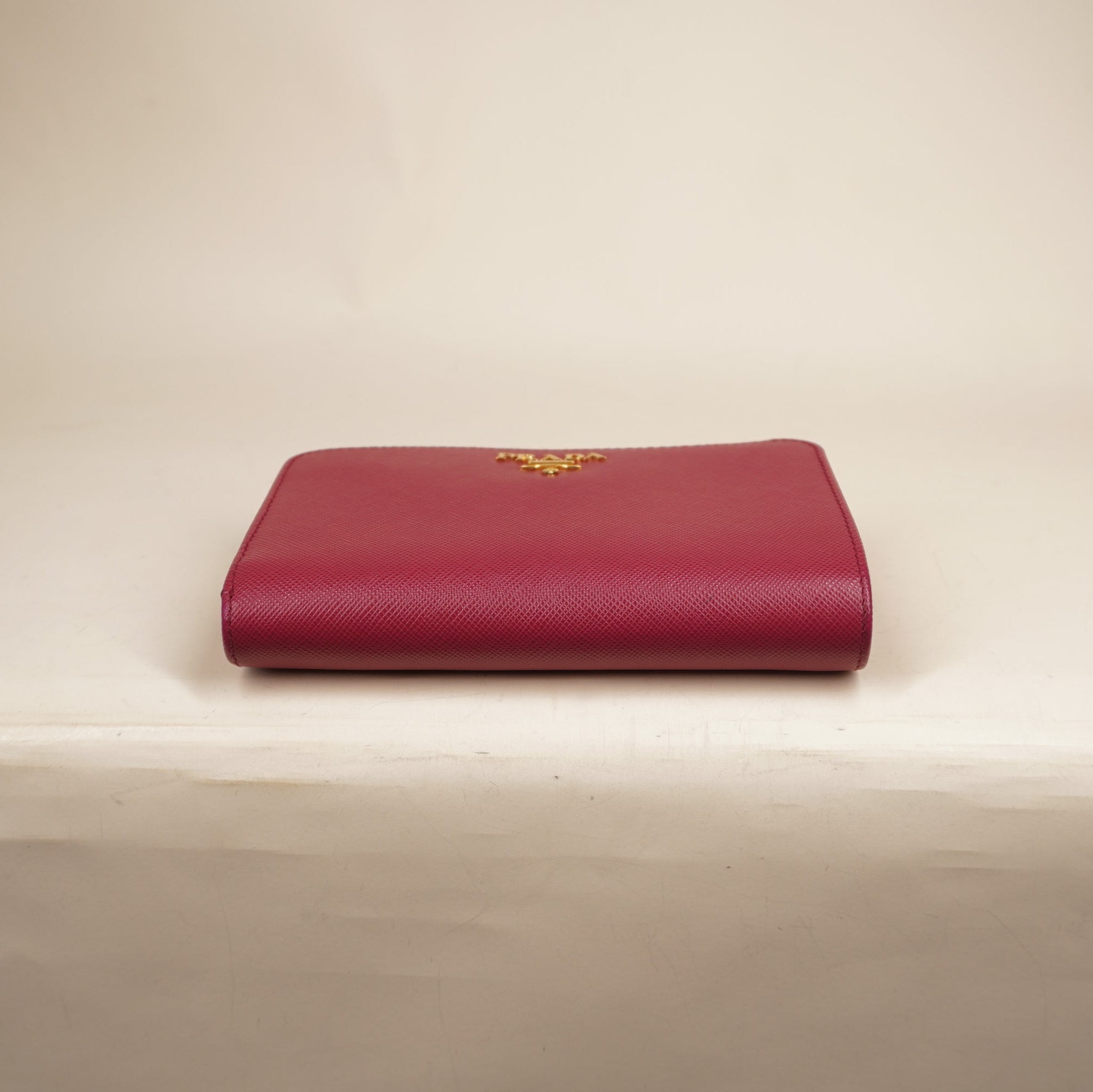 PRE-OWNED Saffiano Metal Compact Wallet Peonia