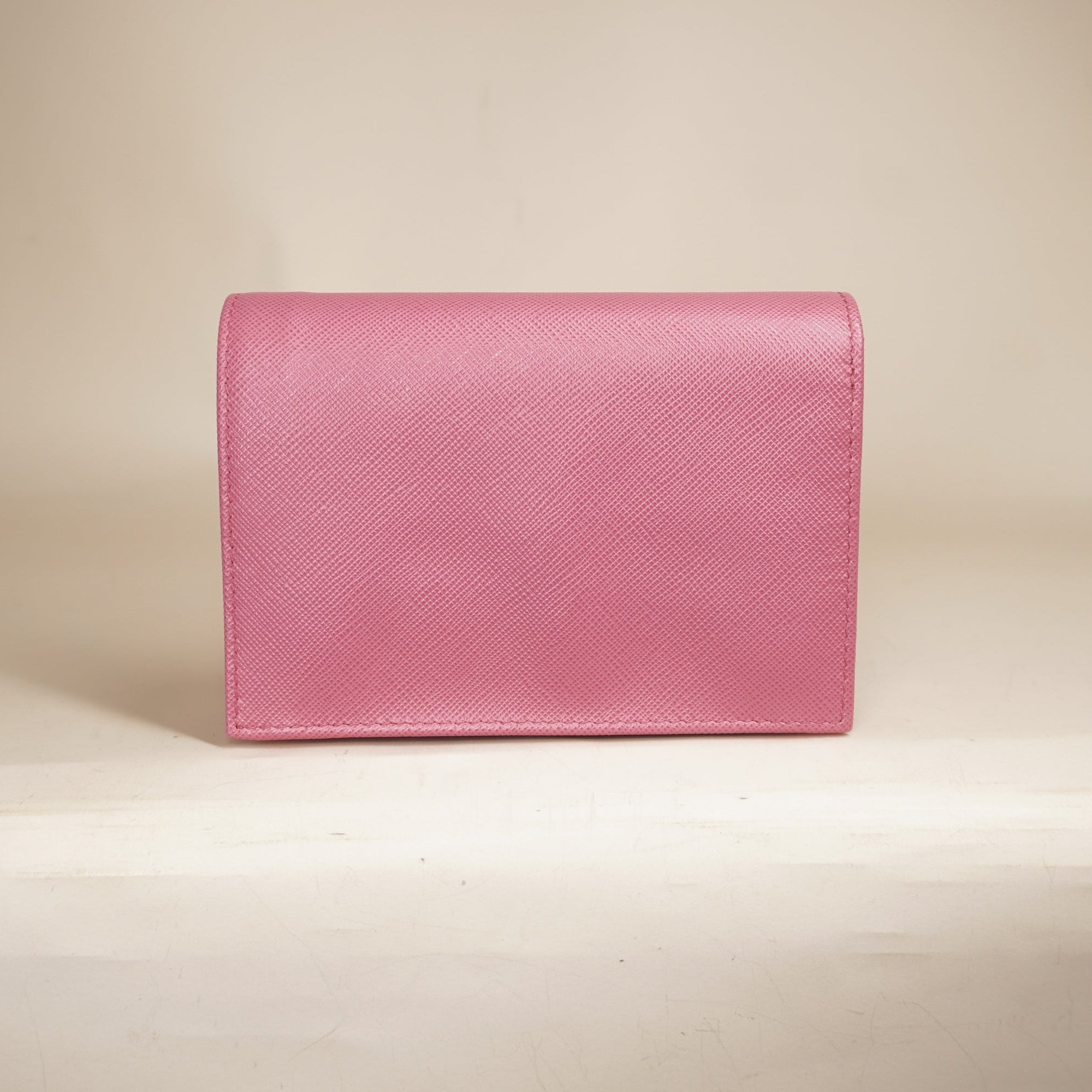 PRE-OWNED Saffiano Metal Compact Snap Bi-Fold Wallet Petalo