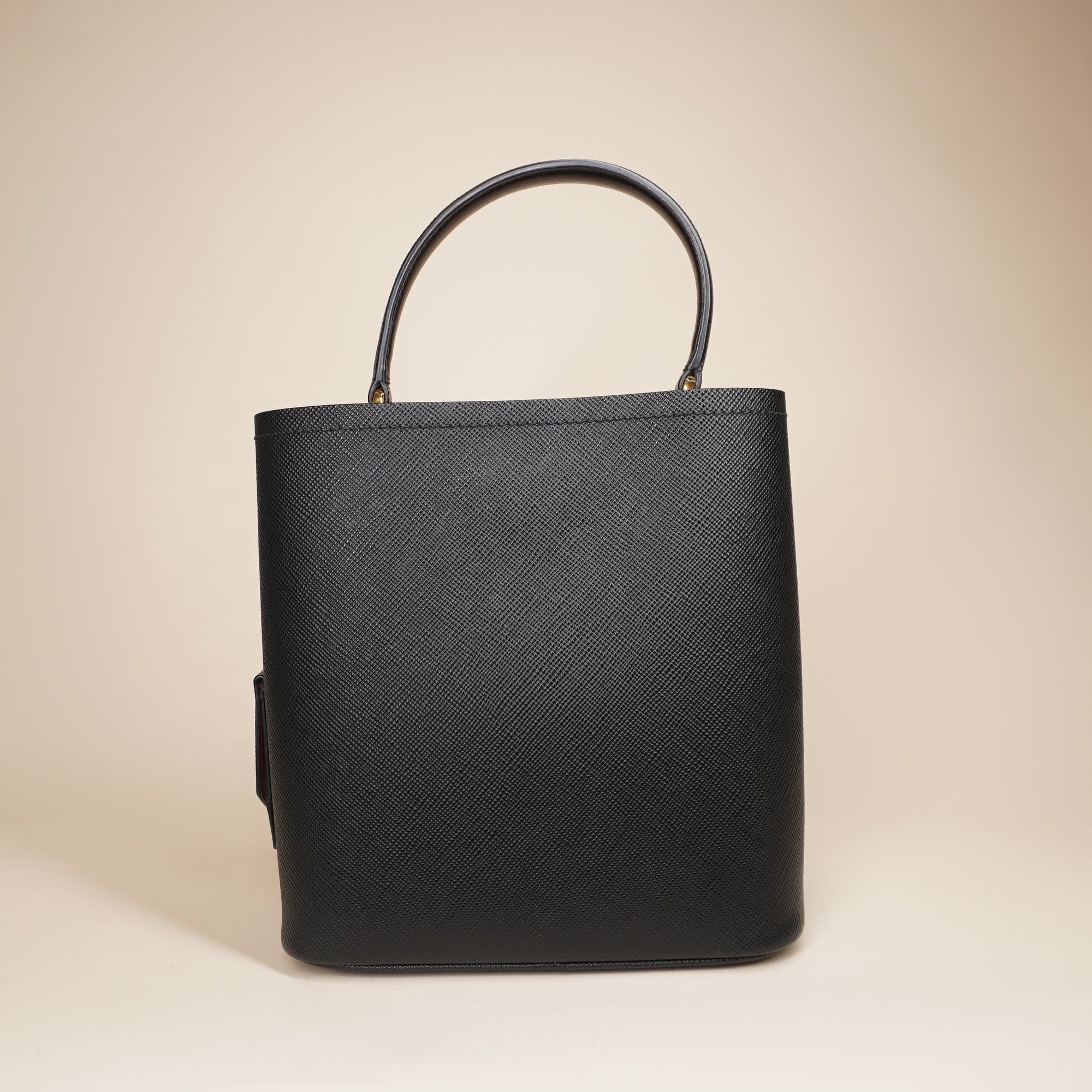 PRE-OWNED Panier Saffiano Leather Medium Black Shoulder Bag