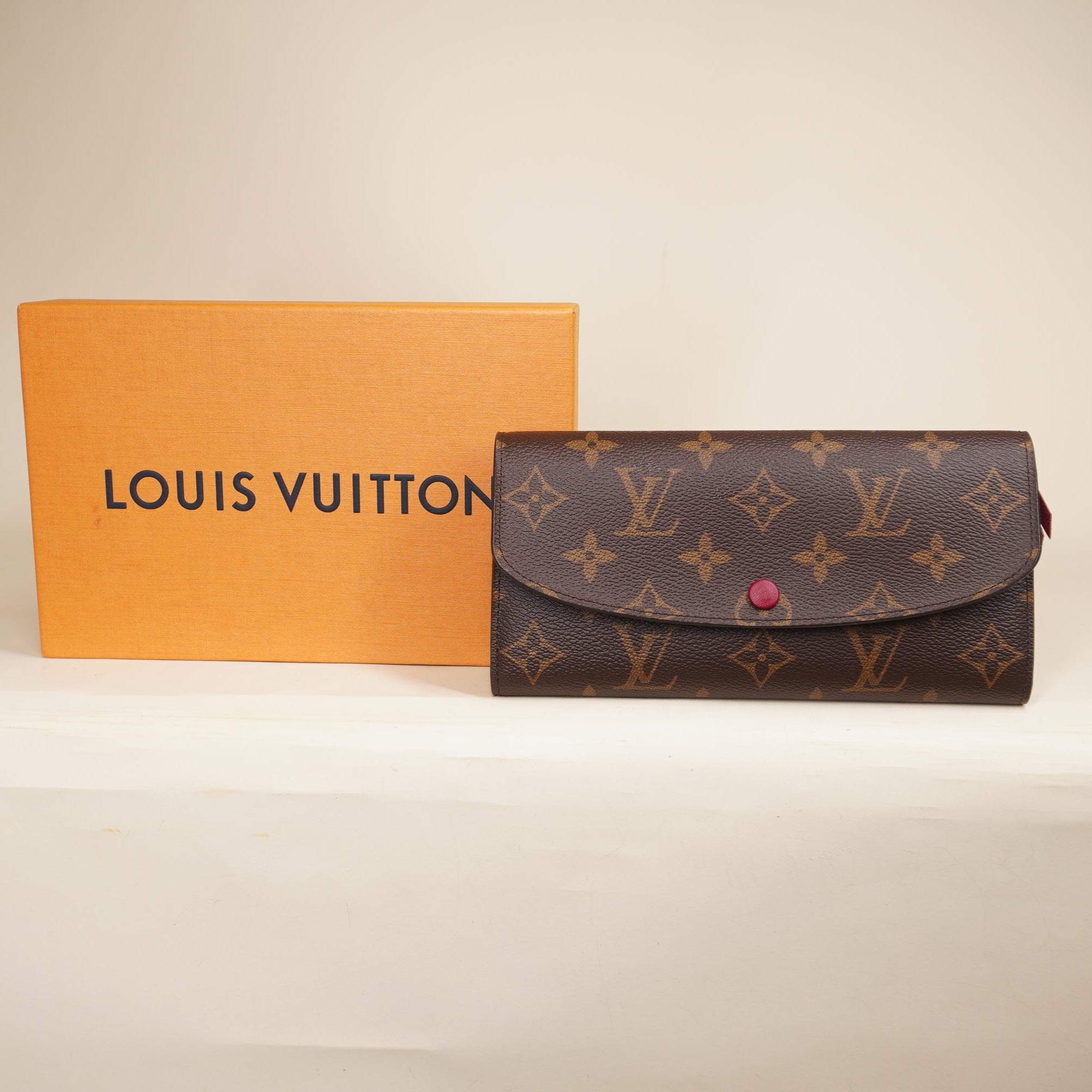 PRE-OWNED LV Monogram Emilie Wallet Red