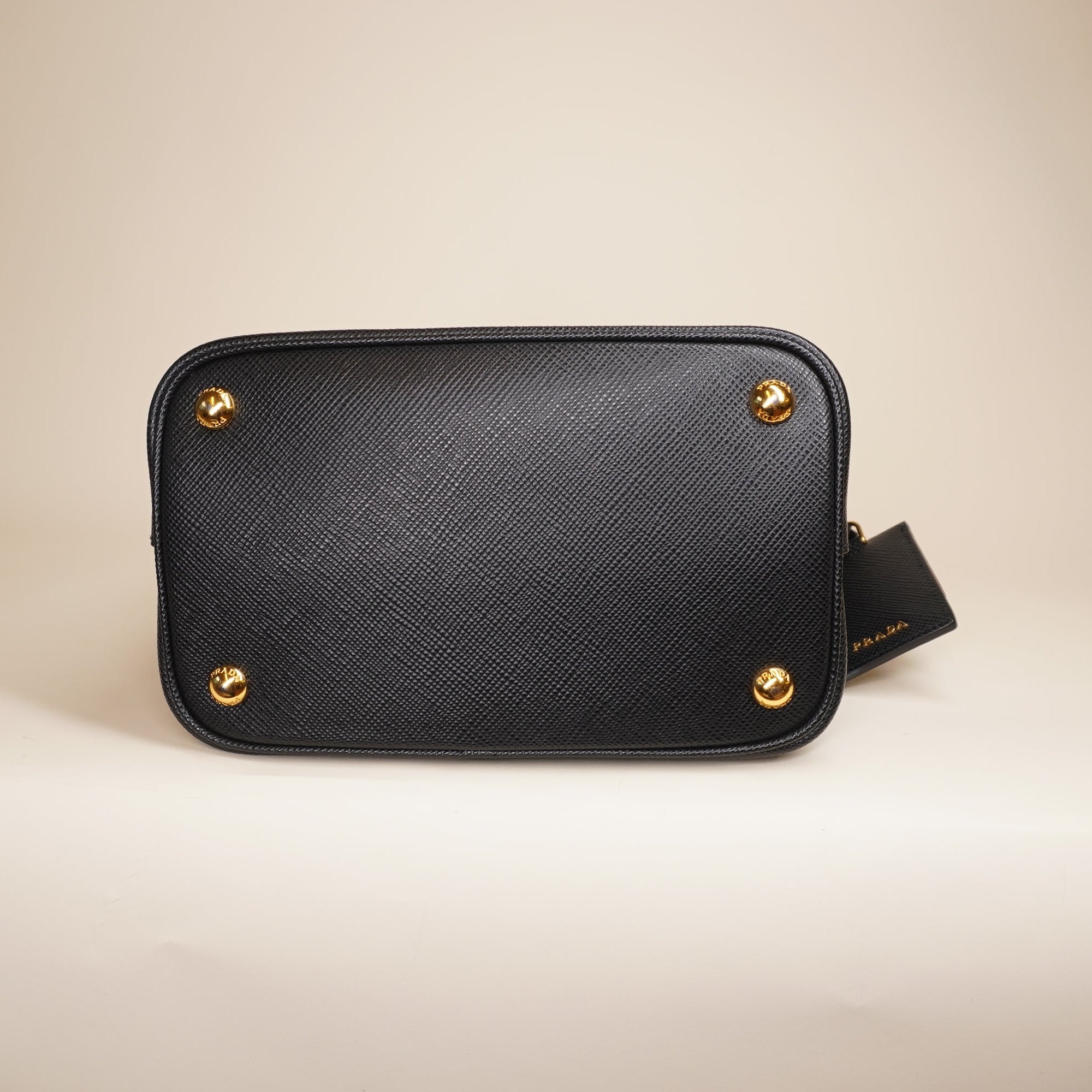 PRE-OWNED Panier Saffiano Leather Medium Black Shoulder Bag