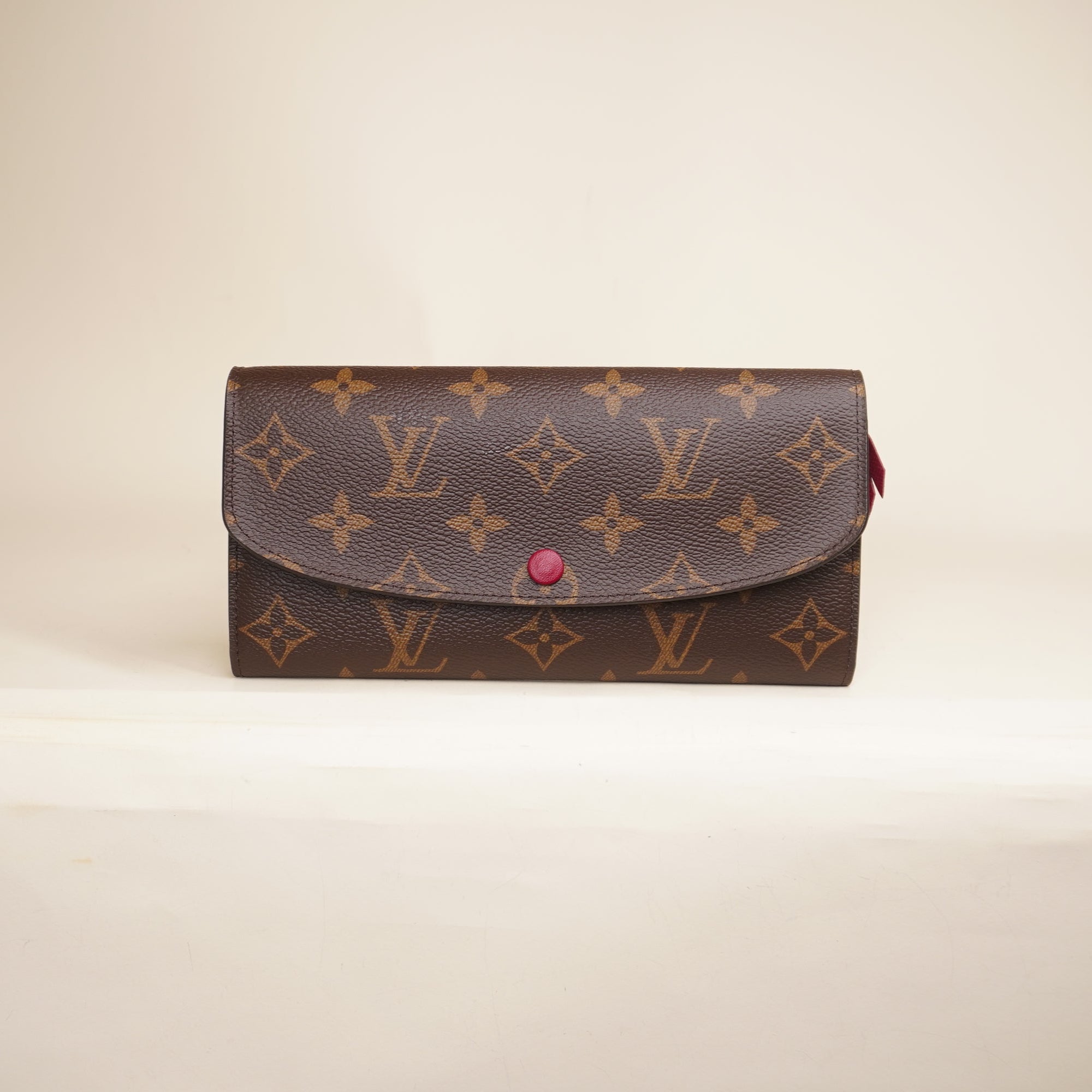 PRE-OWNED LV Monogram Emilie Wallet Red