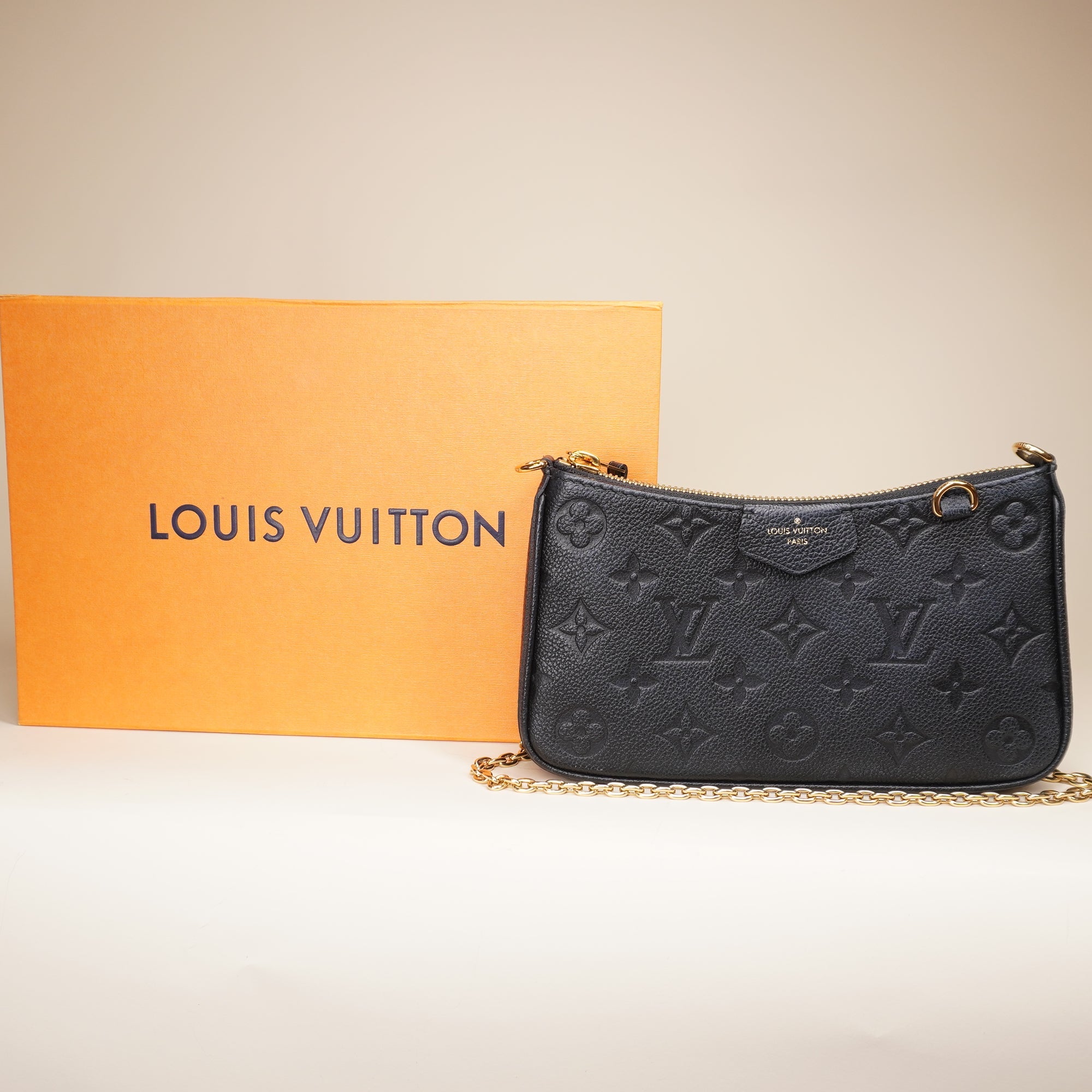 PRE-OWNED LV Easy Pouch On Strap Empreinte Black Shoulder Bag